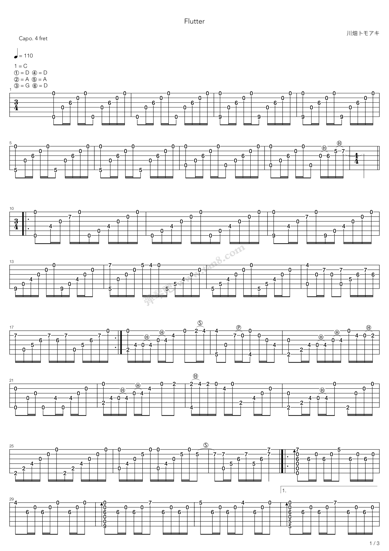 《Flutter》吉他谱-C大调音乐网