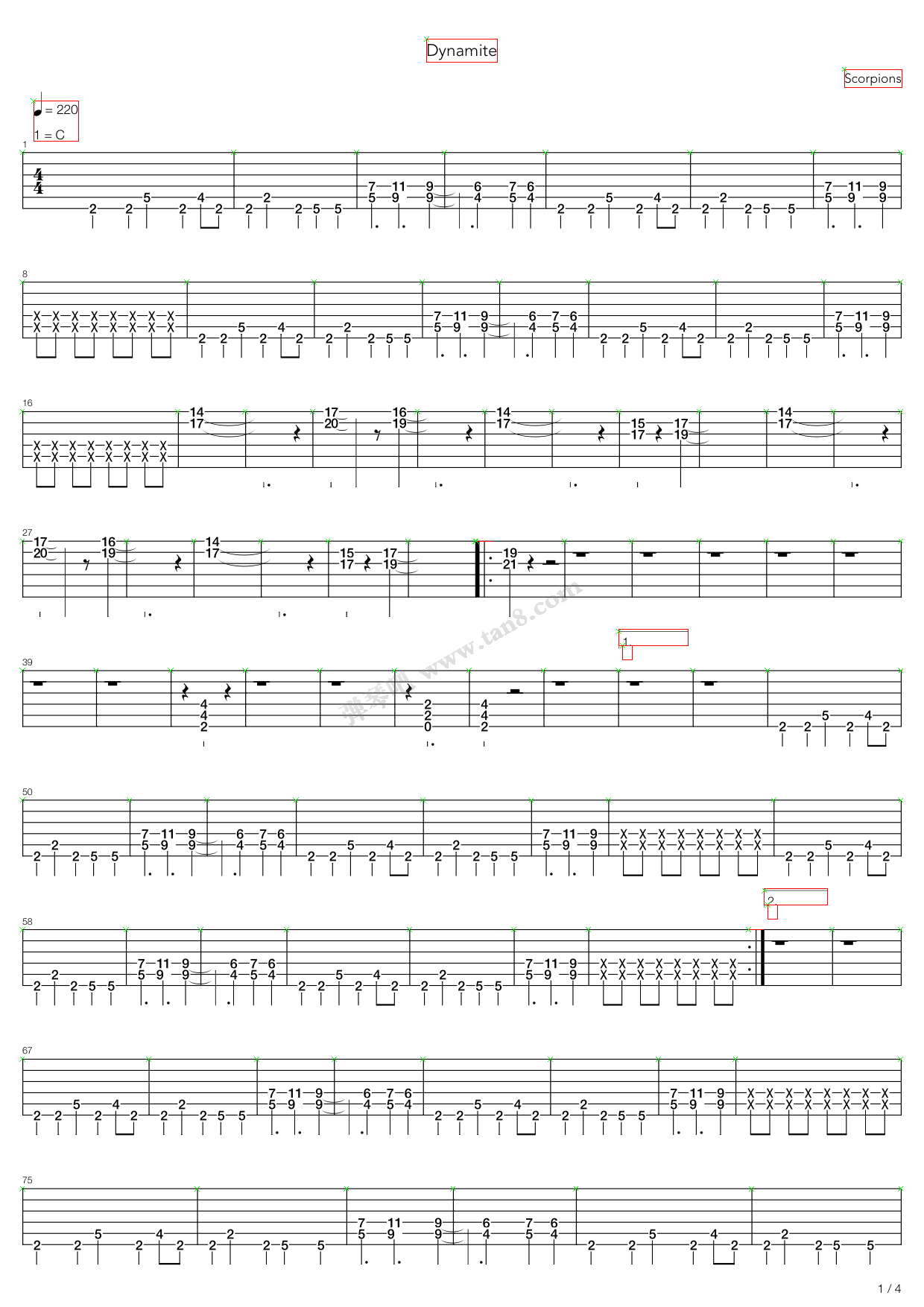 《Dynamite》吉他谱-C大调音乐网