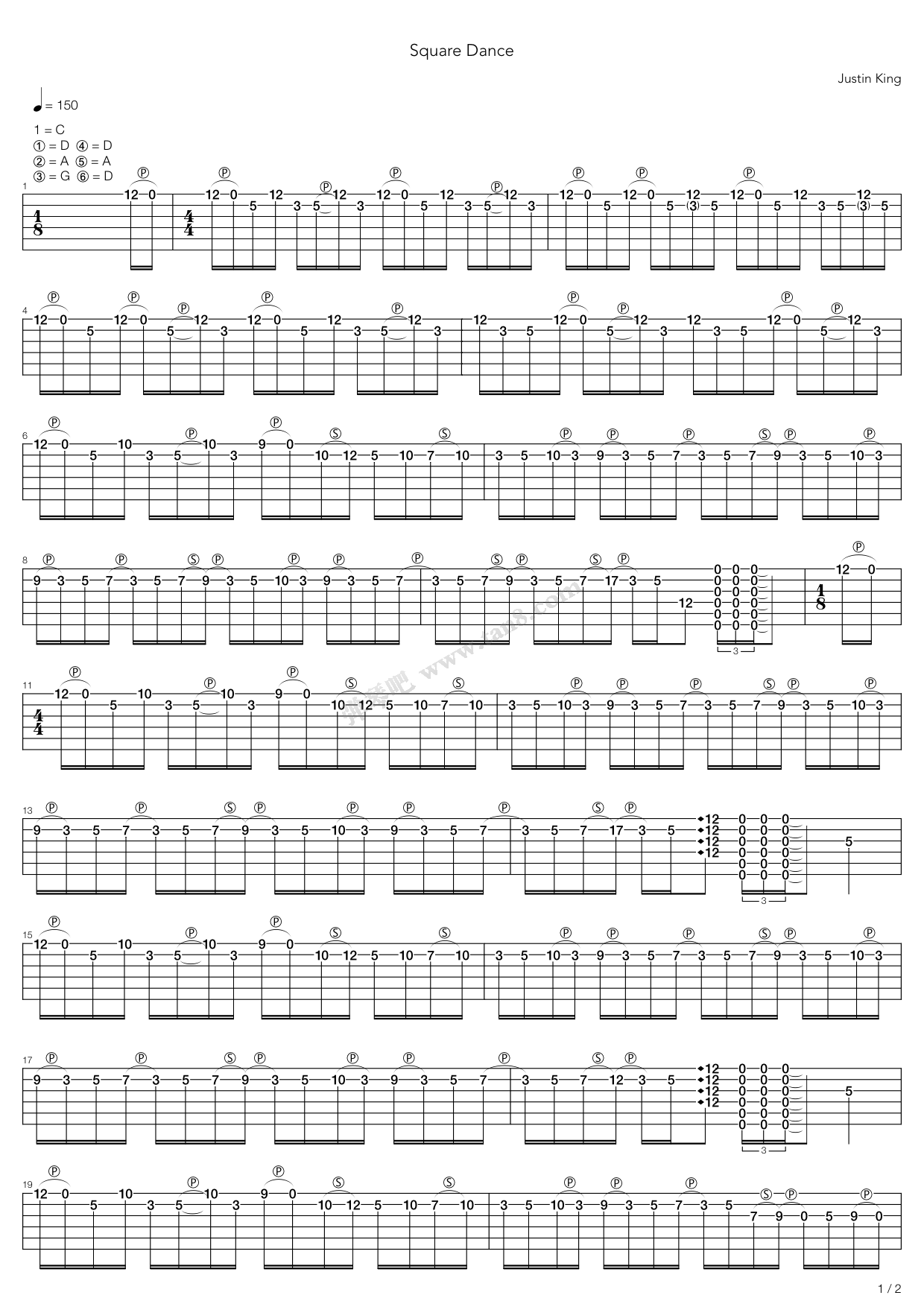 《Square Dance》吉他谱-C大调音乐网