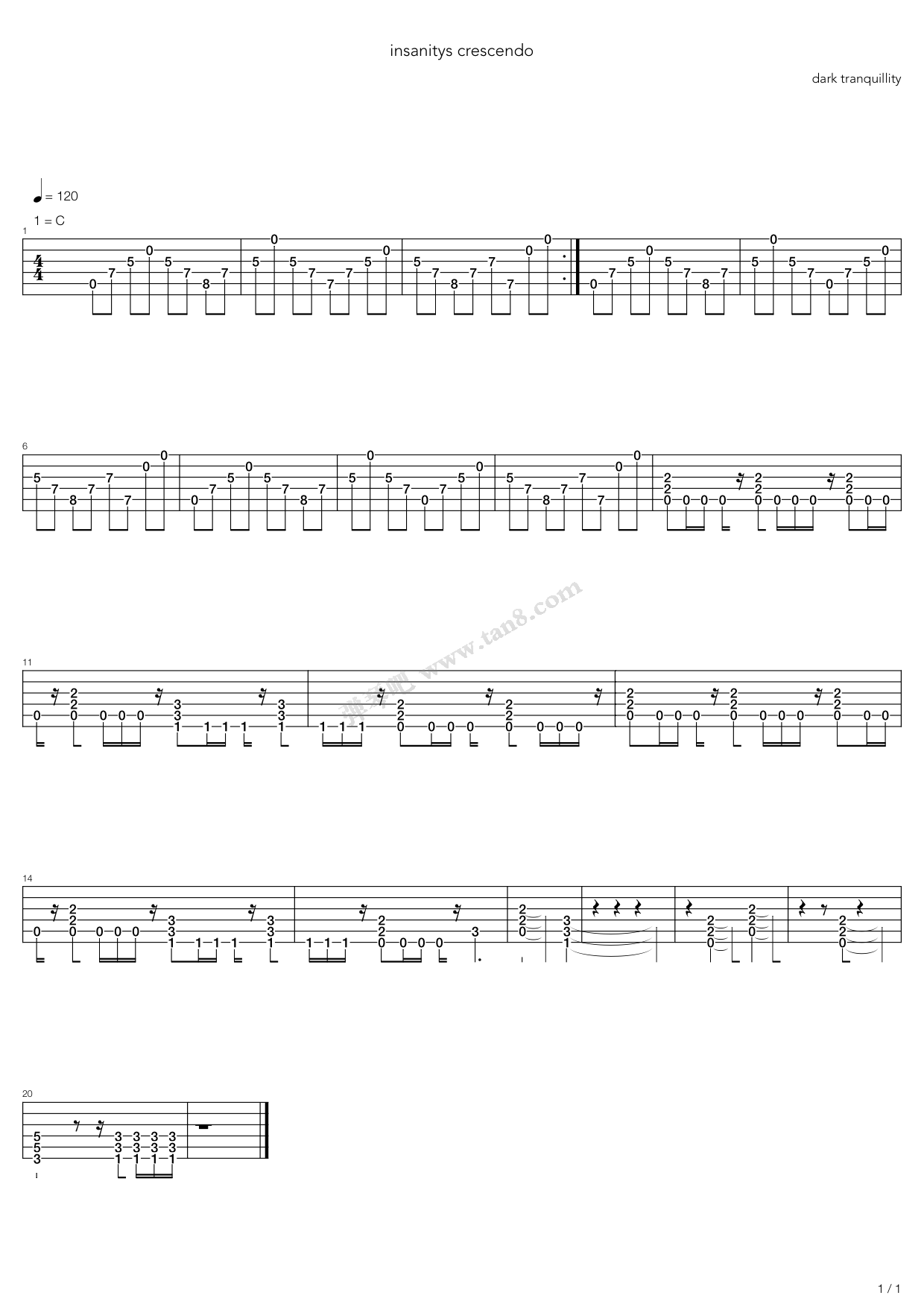 《Insanity_‘S Crescendo》吉他谱-C大调音乐网