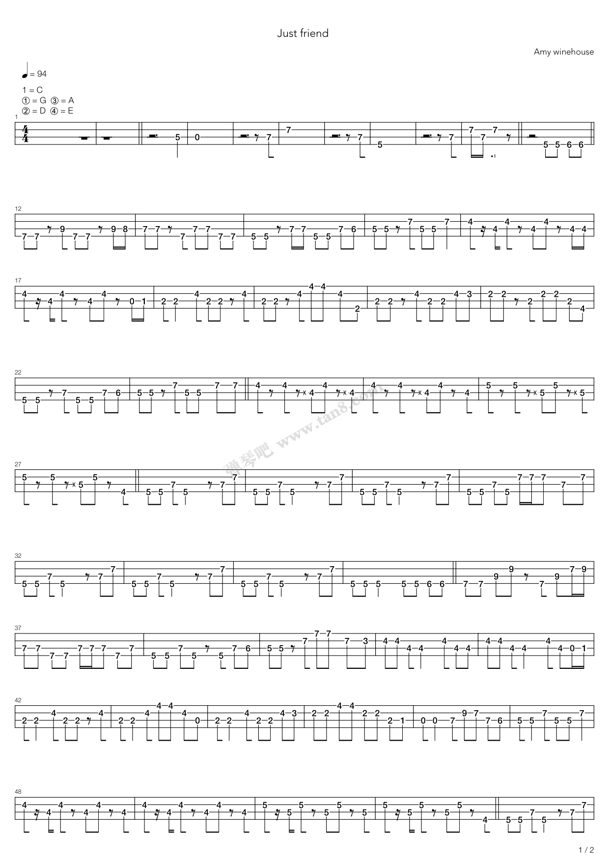 《Just Friends》吉他谱-C大调音乐网