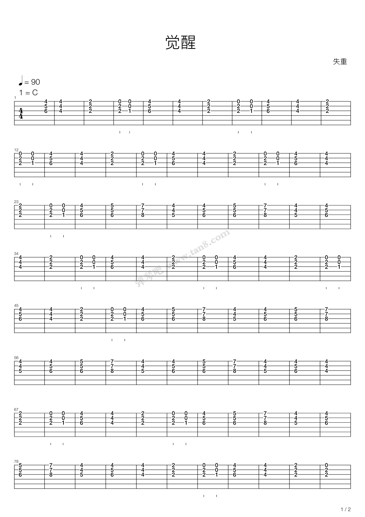 《觉醒》吉他谱-C大调音乐网