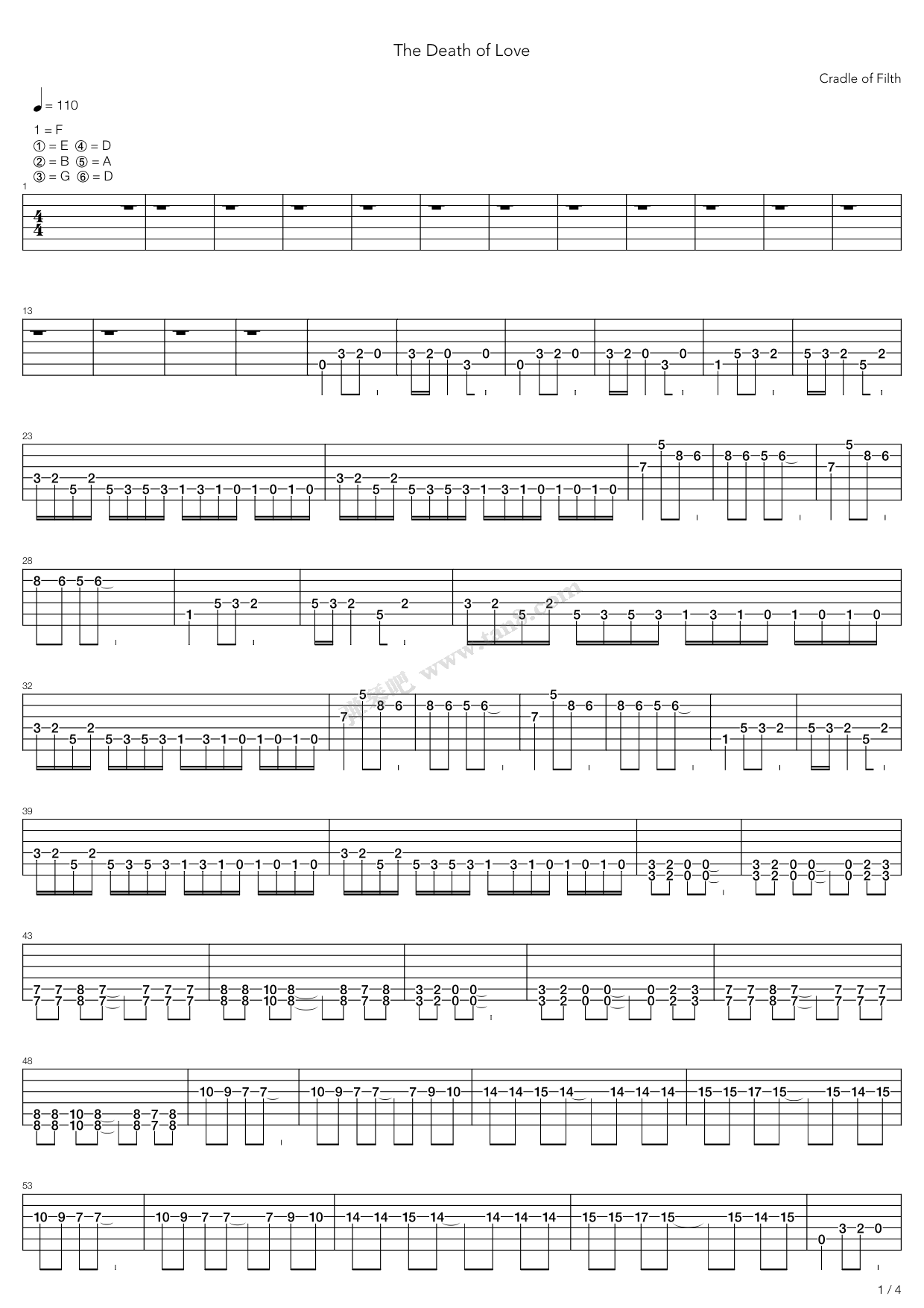 《The Death Of Love》吉他谱-C大调音乐网