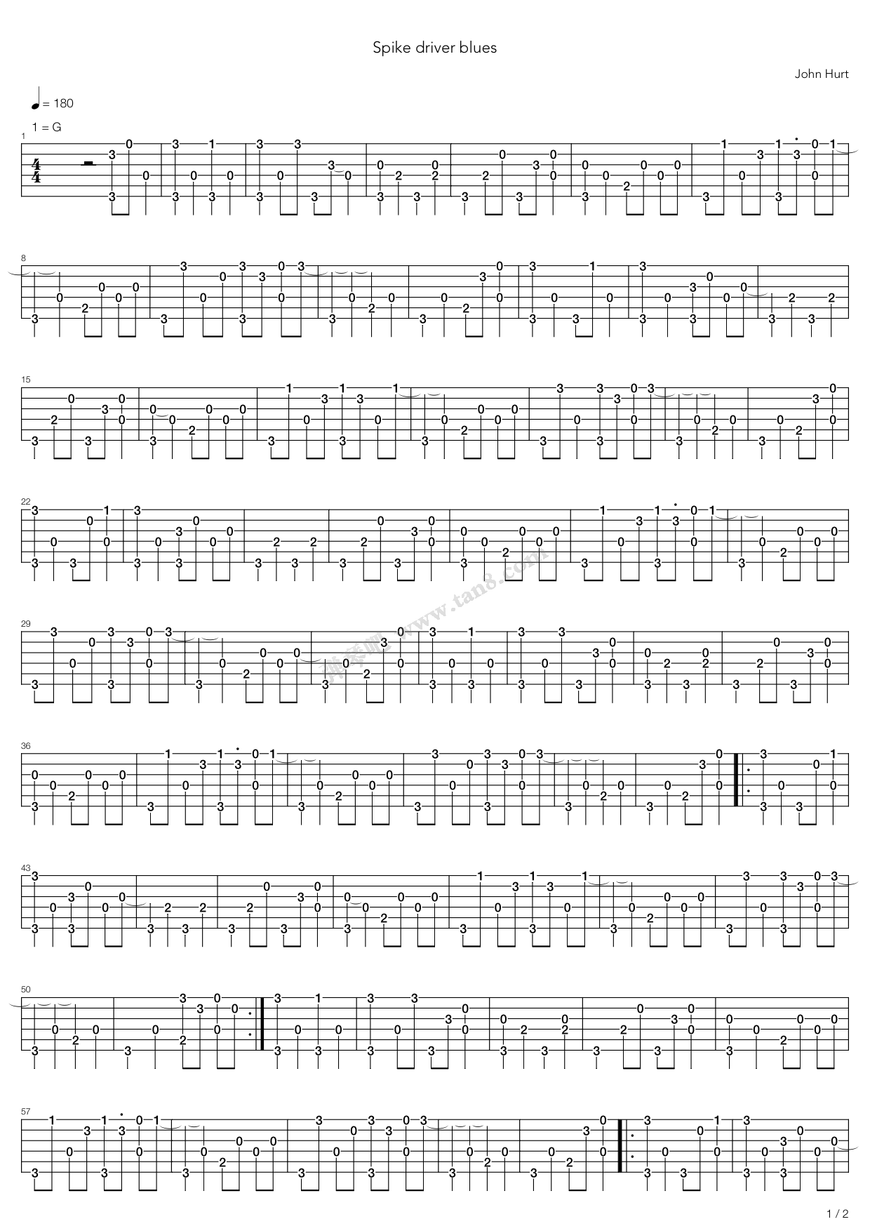 《Spike Driver Blues》吉他谱-C大调音乐网