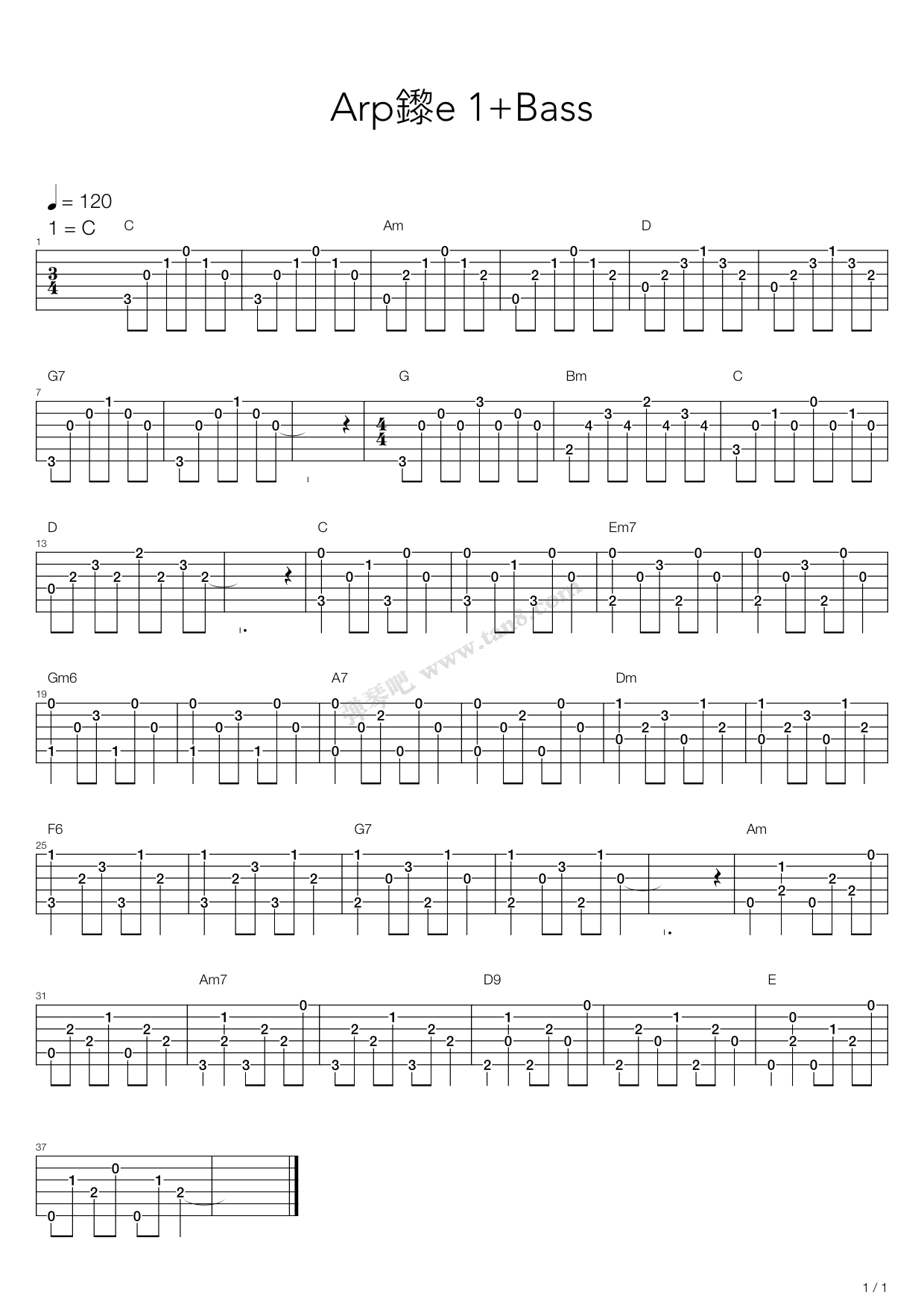 《音阶练习&琶音练习 - Arpeggios 1 - 4》吉他谱-C大调音乐网