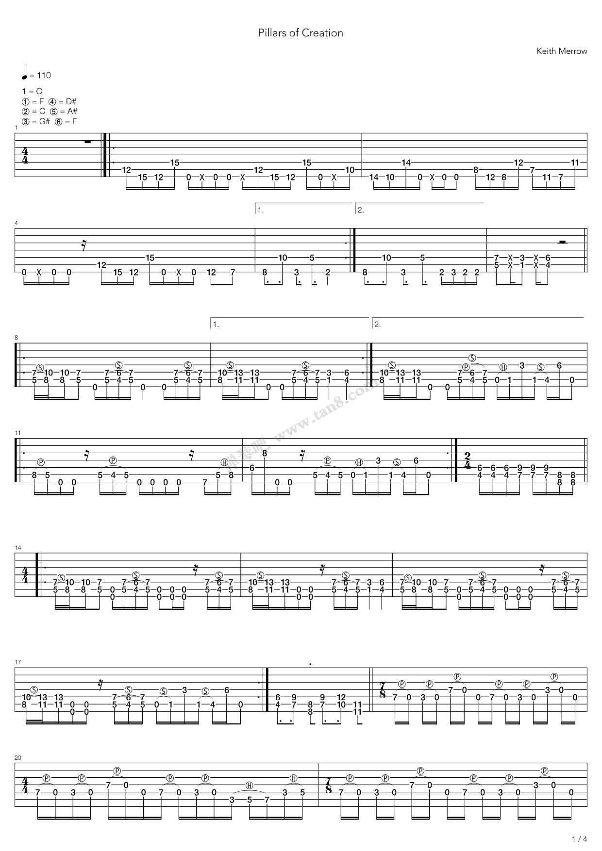 《Pillars Of Creation》吉他谱-C大调音乐网