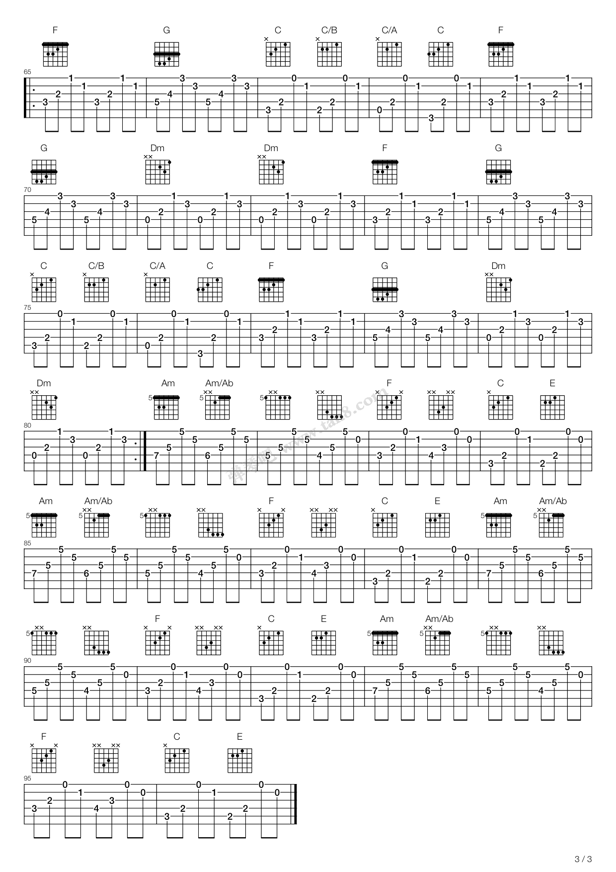 《秘密》吉他谱-C大调音乐网