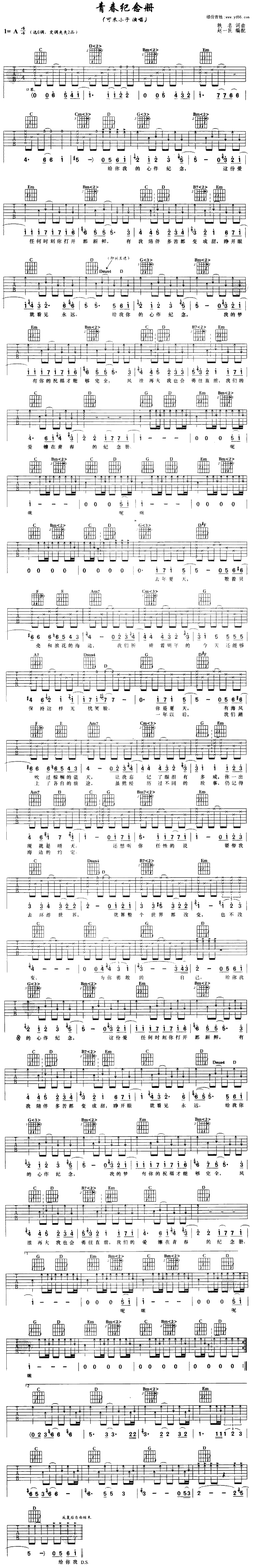 《青春纪念册》吉他谱-C大调音乐网