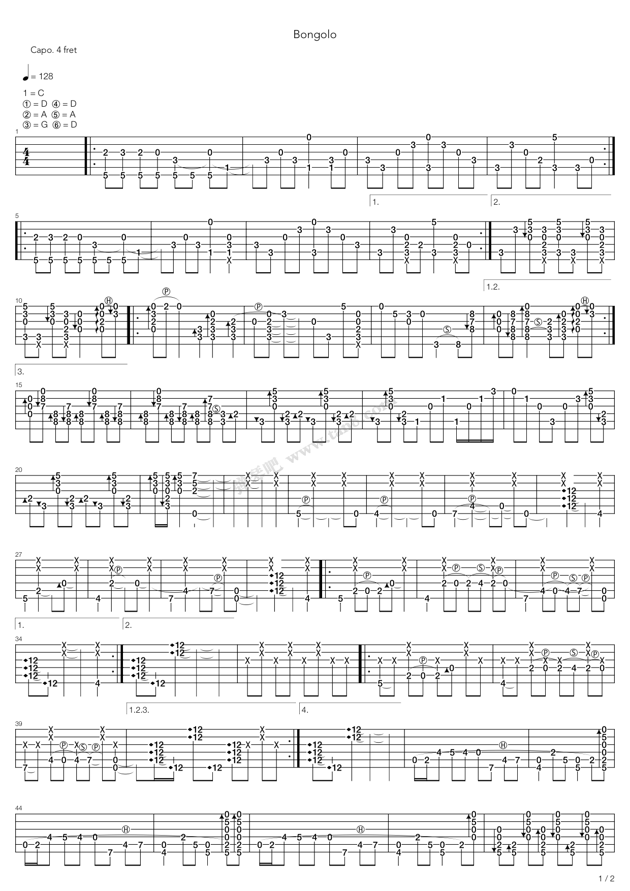 《Bongolo》吉他谱-C大调音乐网