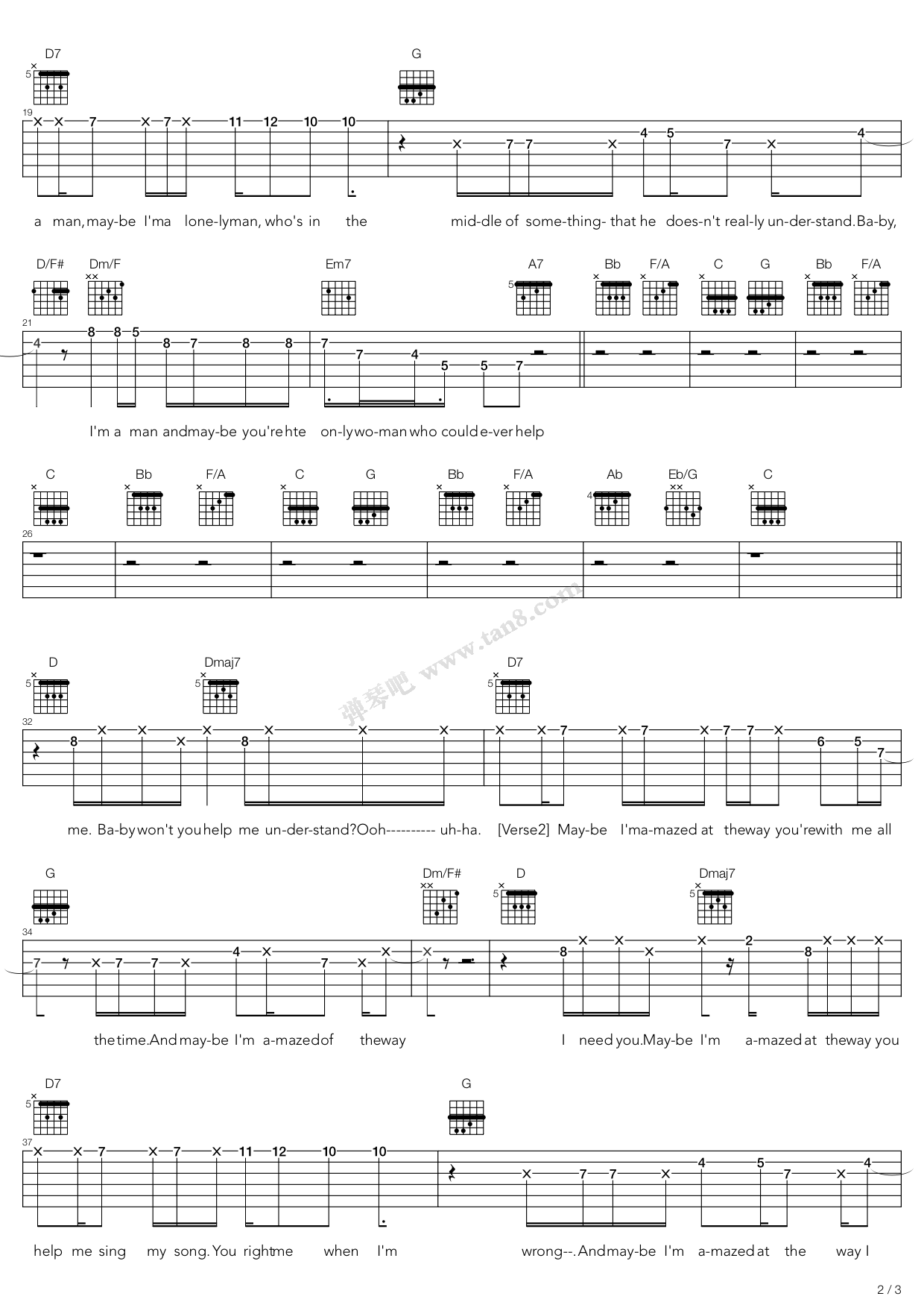 《Maybe Im Amazed》吉他谱-C大调音乐网