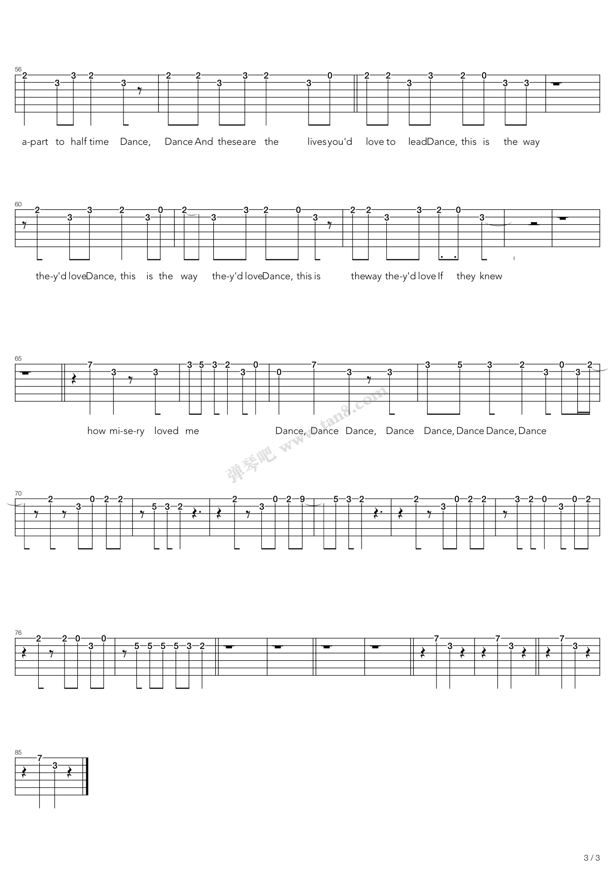《Dance Dance》吉他谱-C大调音乐网