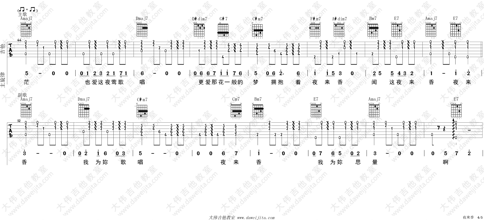 《邓丽君《夜来香》吉他谱_附弹唱演示版》吉他谱-C大调音乐网