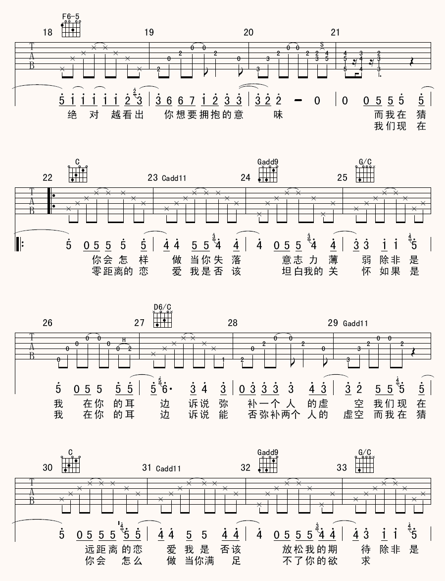 陈绮贞 距离吉他谱-C大调音乐网