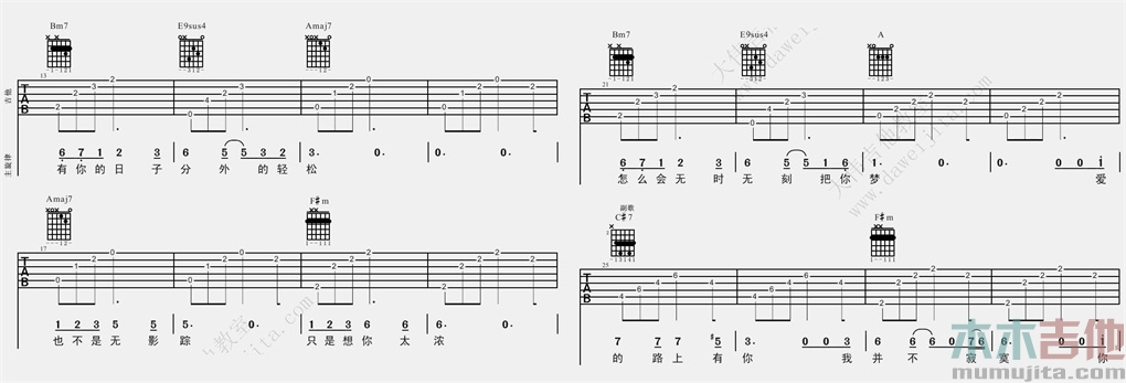 《亲密爱人》吉他谱-C大调音乐网