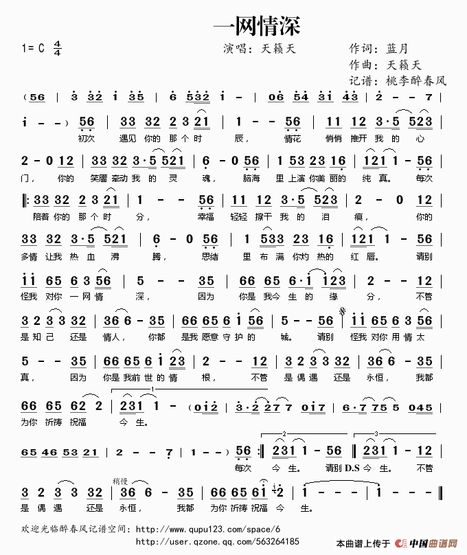 《一网情深》吉他谱-C大调音乐网