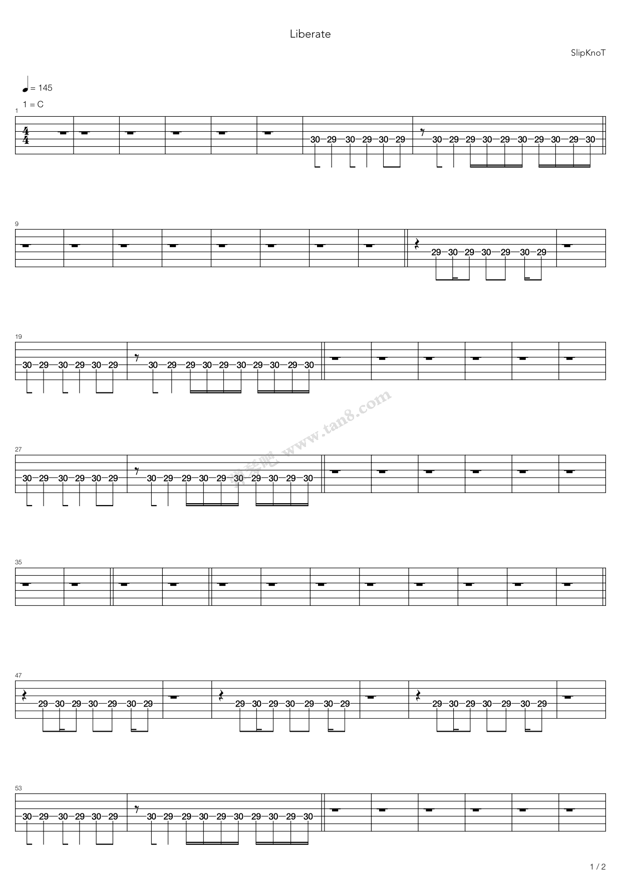 《Liberate》吉他谱-C大调音乐网