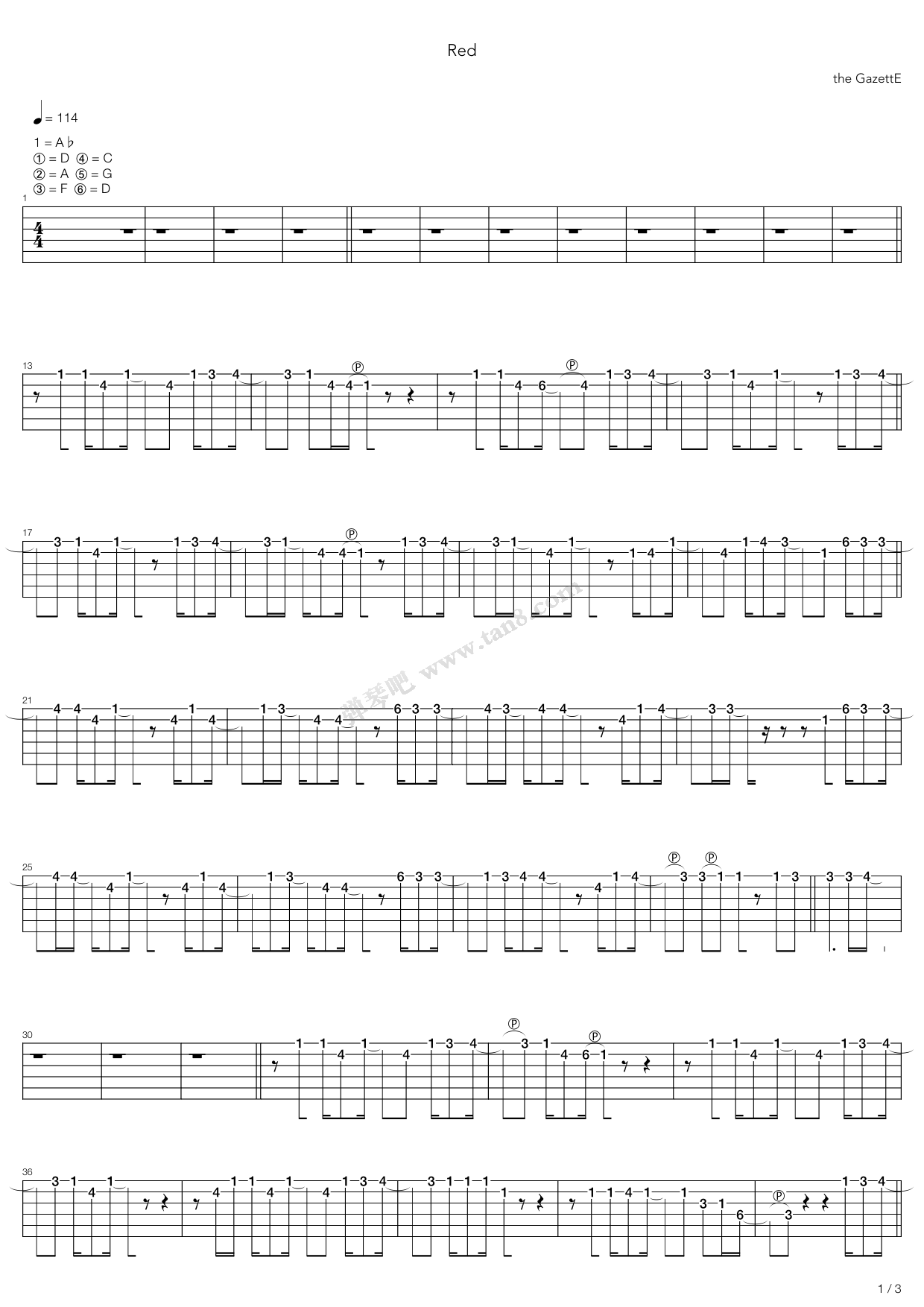 《Red》吉他谱-C大调音乐网