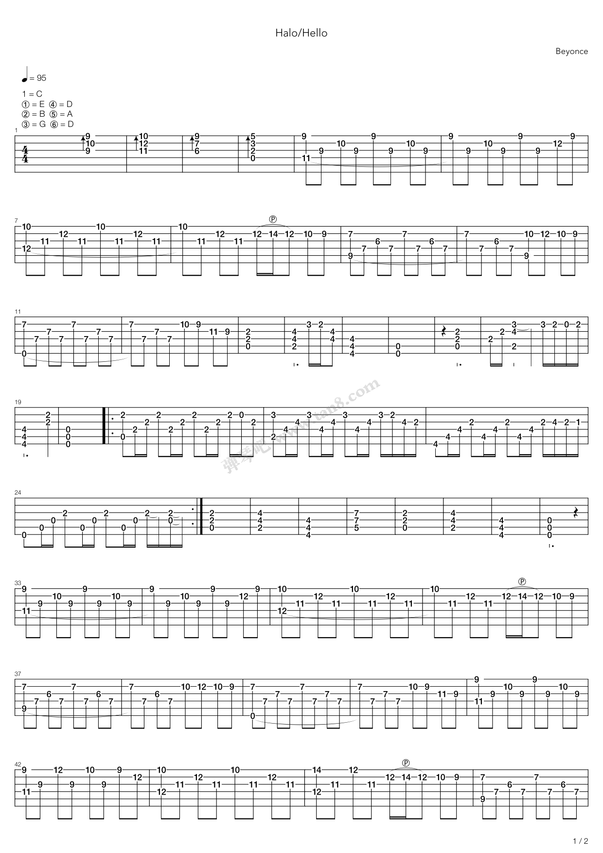 《Halo》吉他谱-C大调音乐网