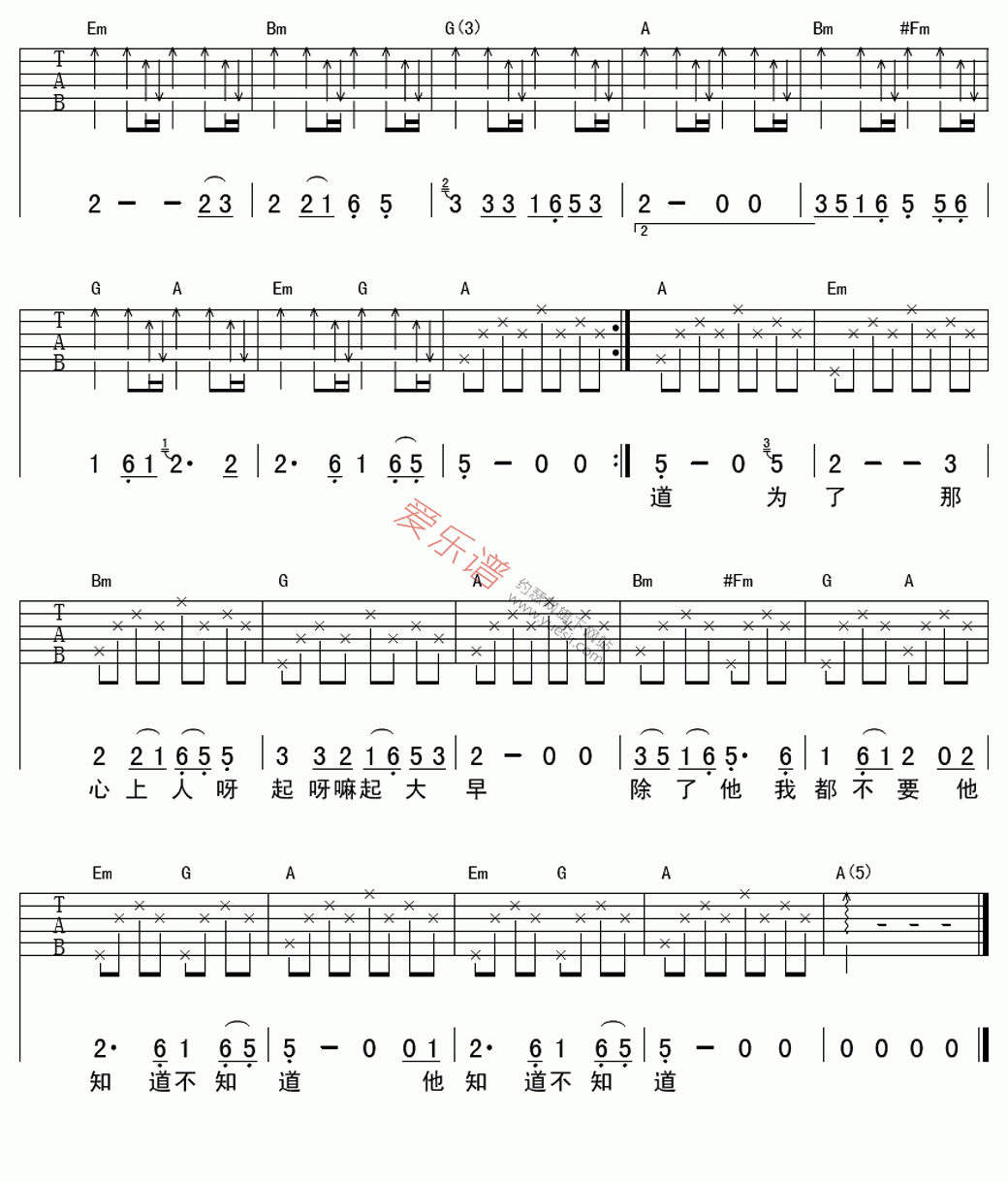 《吴虹飞《知道不知道》》吉他谱-C大调音乐网