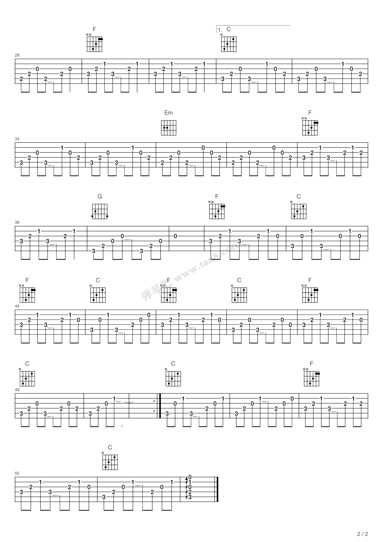 《岛歌》吉他谱-C大调音乐网