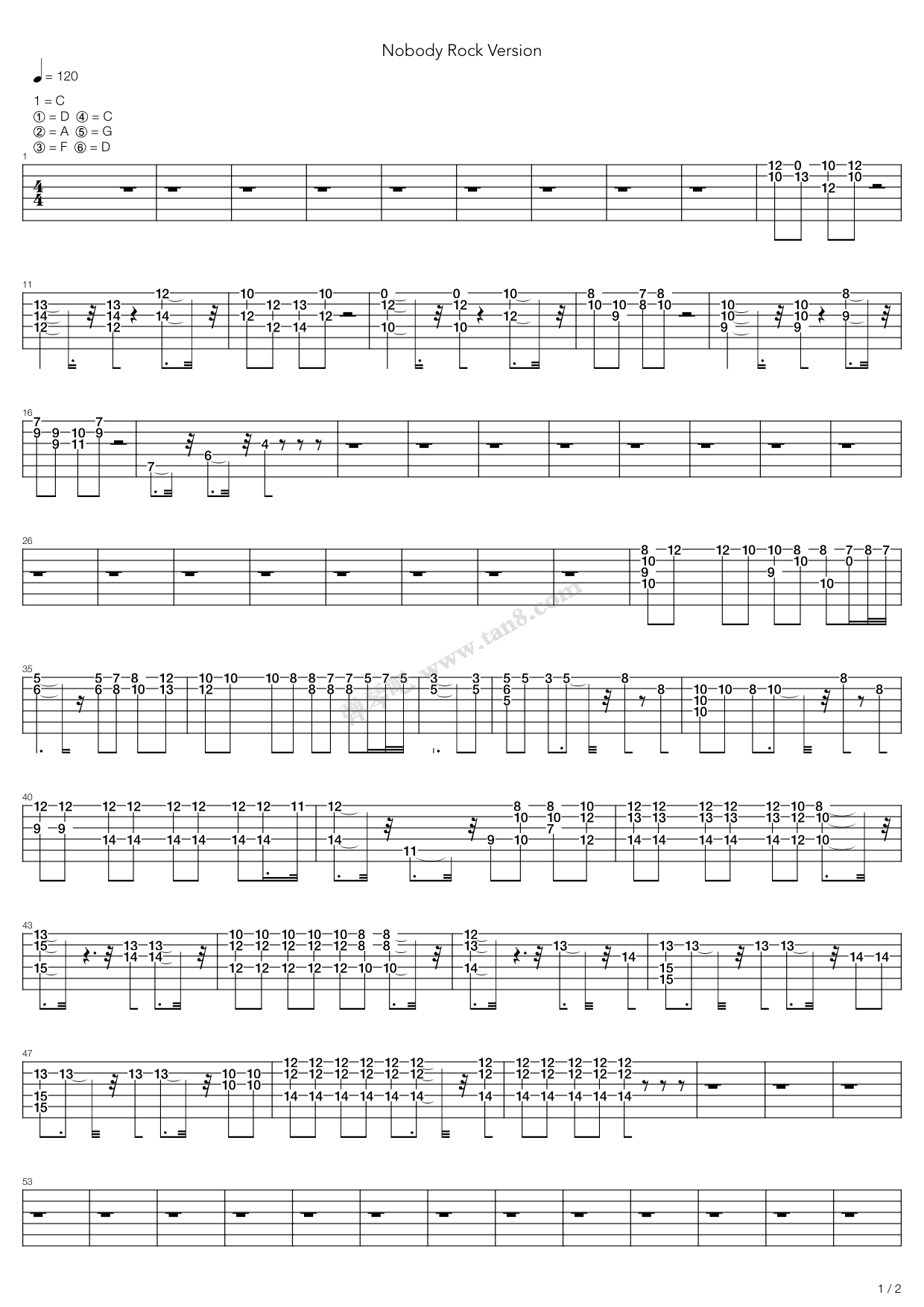 《Nobody摇滚版(Sagy作品)》吉他谱-C大调音乐网