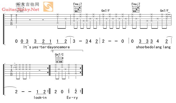 《Yesterday Once More》吉他谱-C大调音乐网