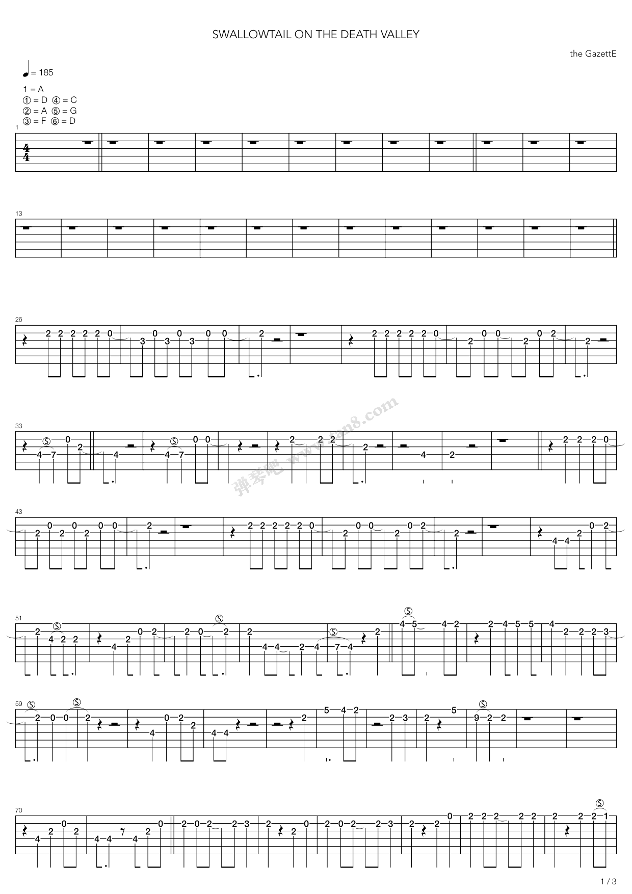 《Swallowtail On The Death Valley》吉他谱-C大调音乐网