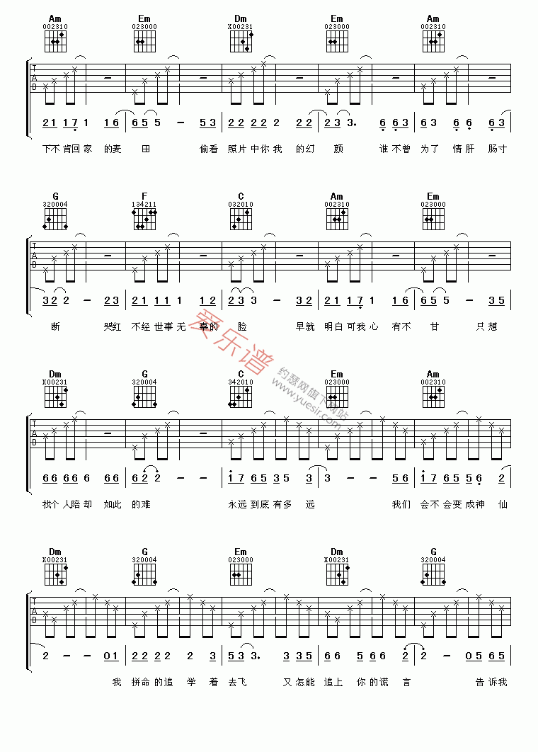 《陈妃平《永远到底有多远》》吉他谱-C大调音乐网