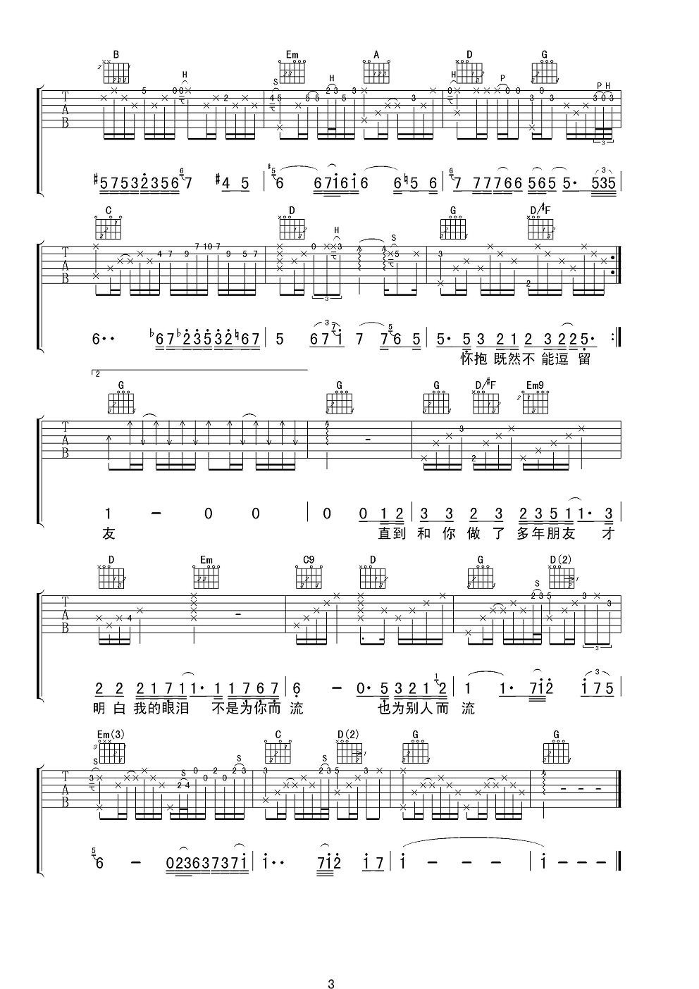 《陈奕迅《十年》吉他谱 G调男声版》吉他谱-C大调音乐网