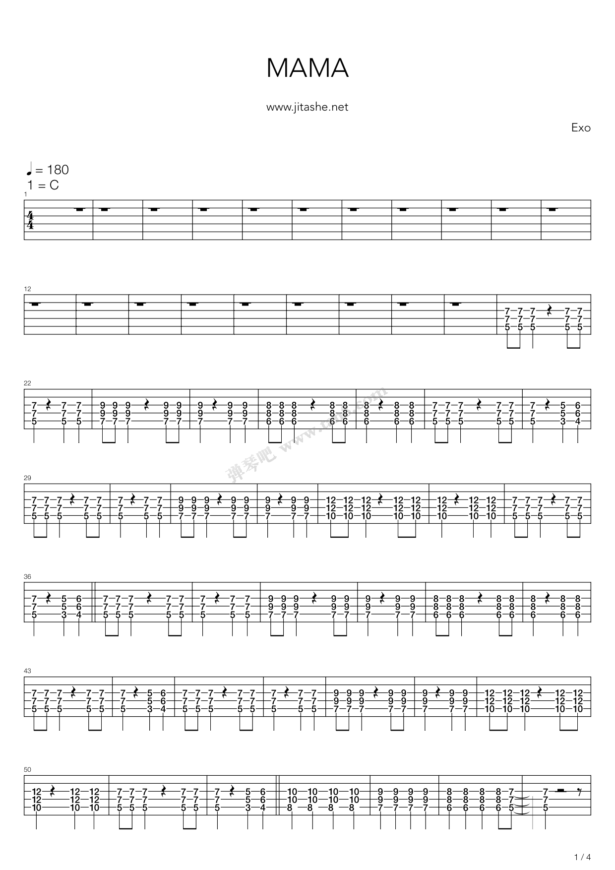 《Mama》吉他谱-C大调音乐网