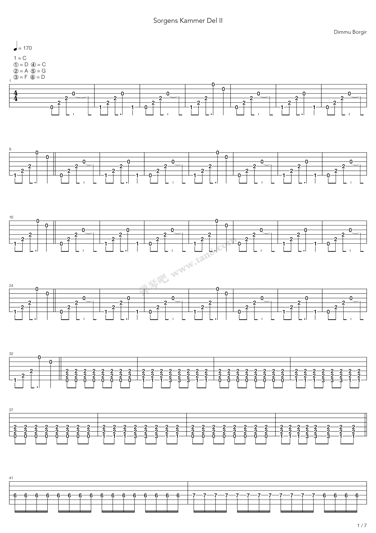 《Sorgens Kammer》吉他谱-C大调音乐网