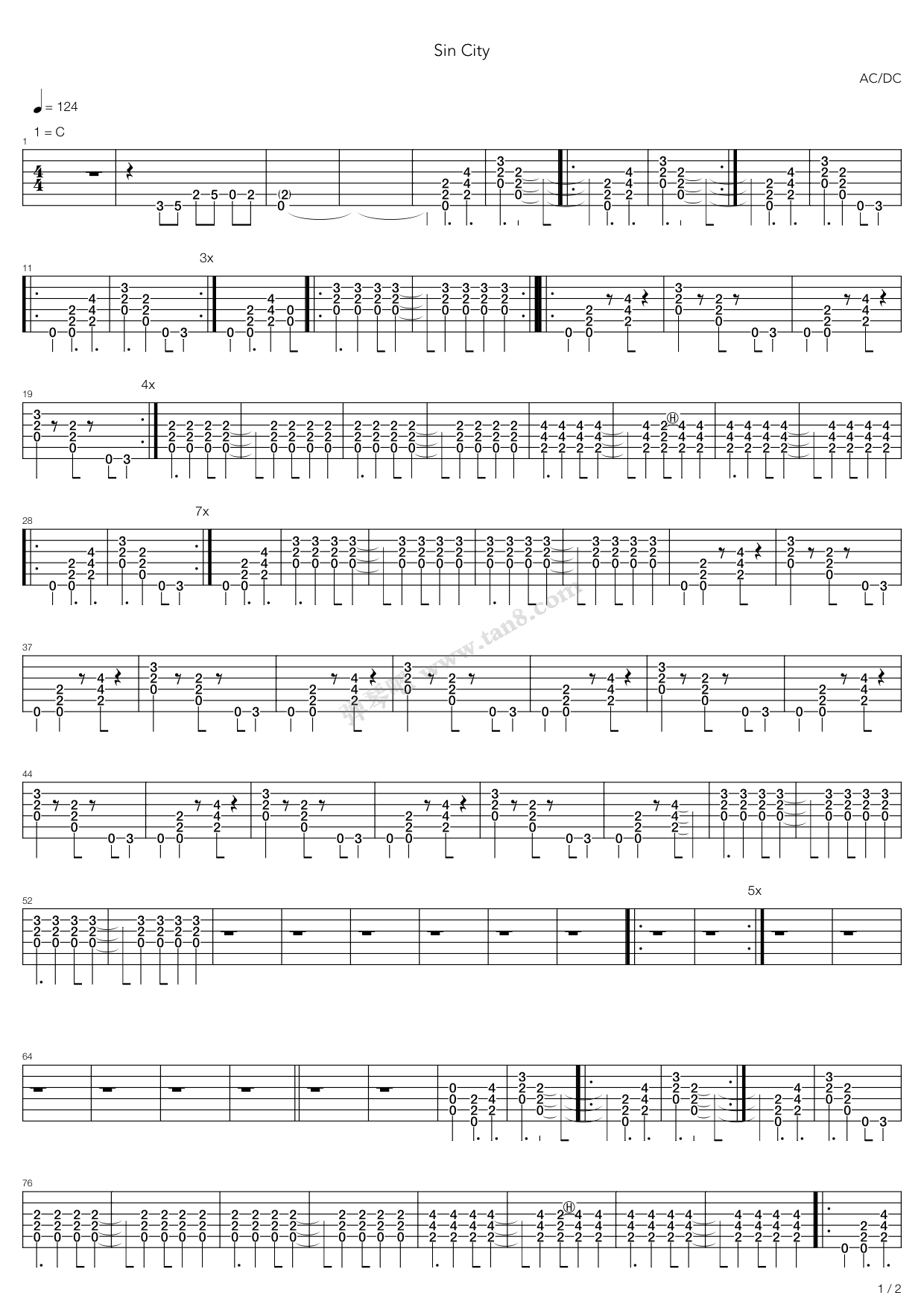 《Sin City》吉他谱-C大调音乐网