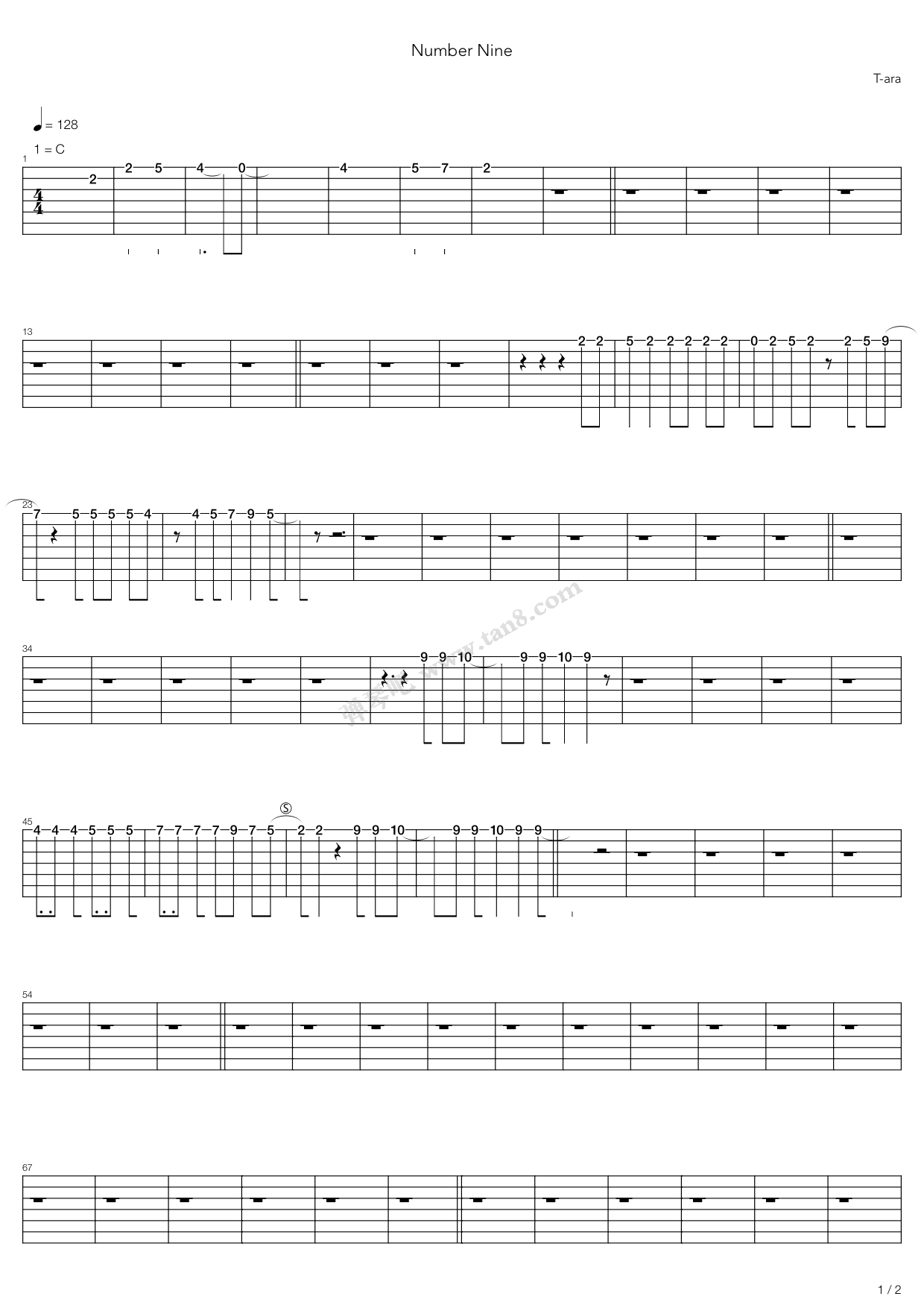 《Number 9》吉他谱-C大调音乐网