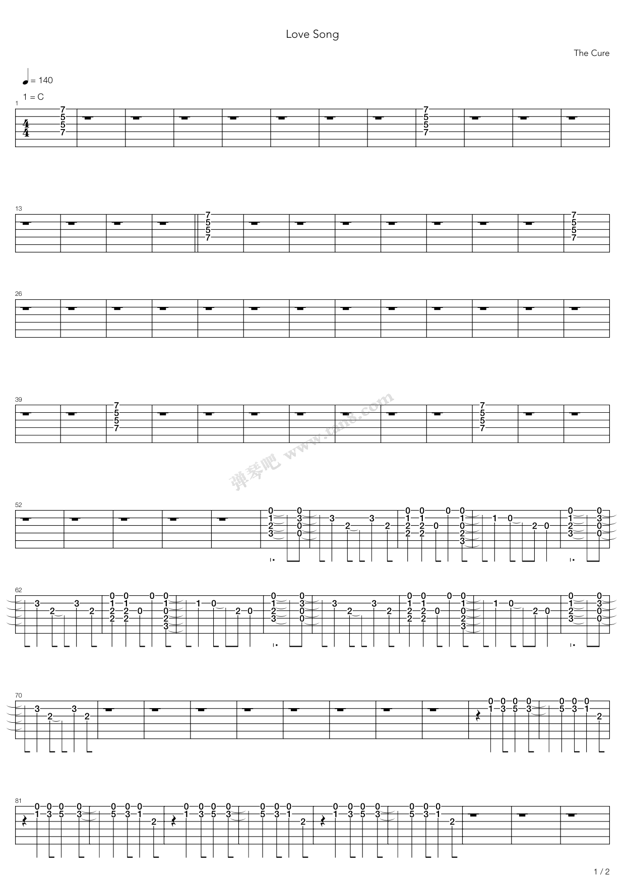 《Lovesong》吉他谱-C大调音乐网