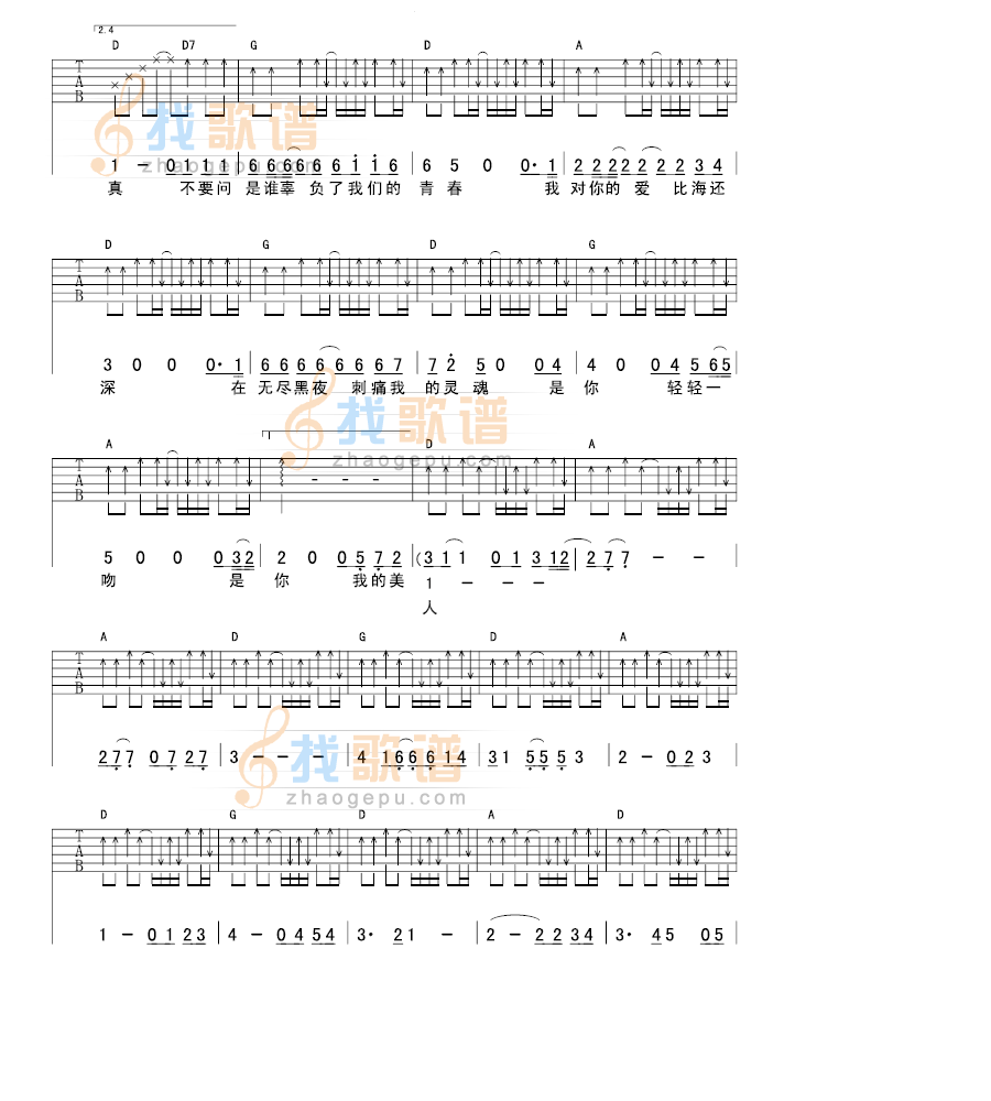 《美人》吉他谱-C大调音乐网