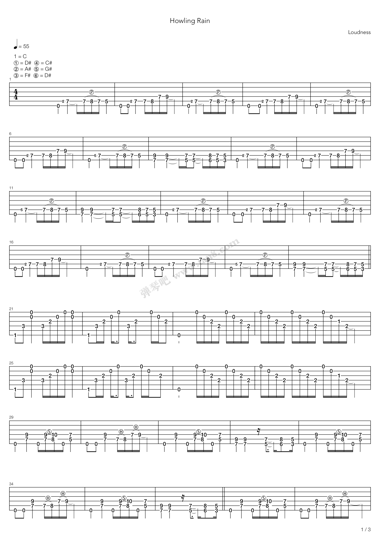 《Howling Rain》吉他谱-C大调音乐网