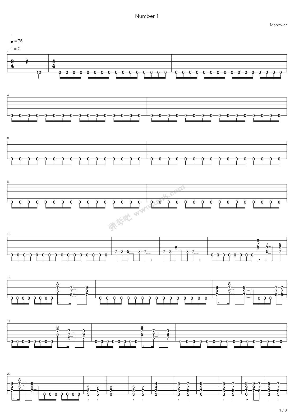 《Number 1》吉他谱-C大调音乐网
