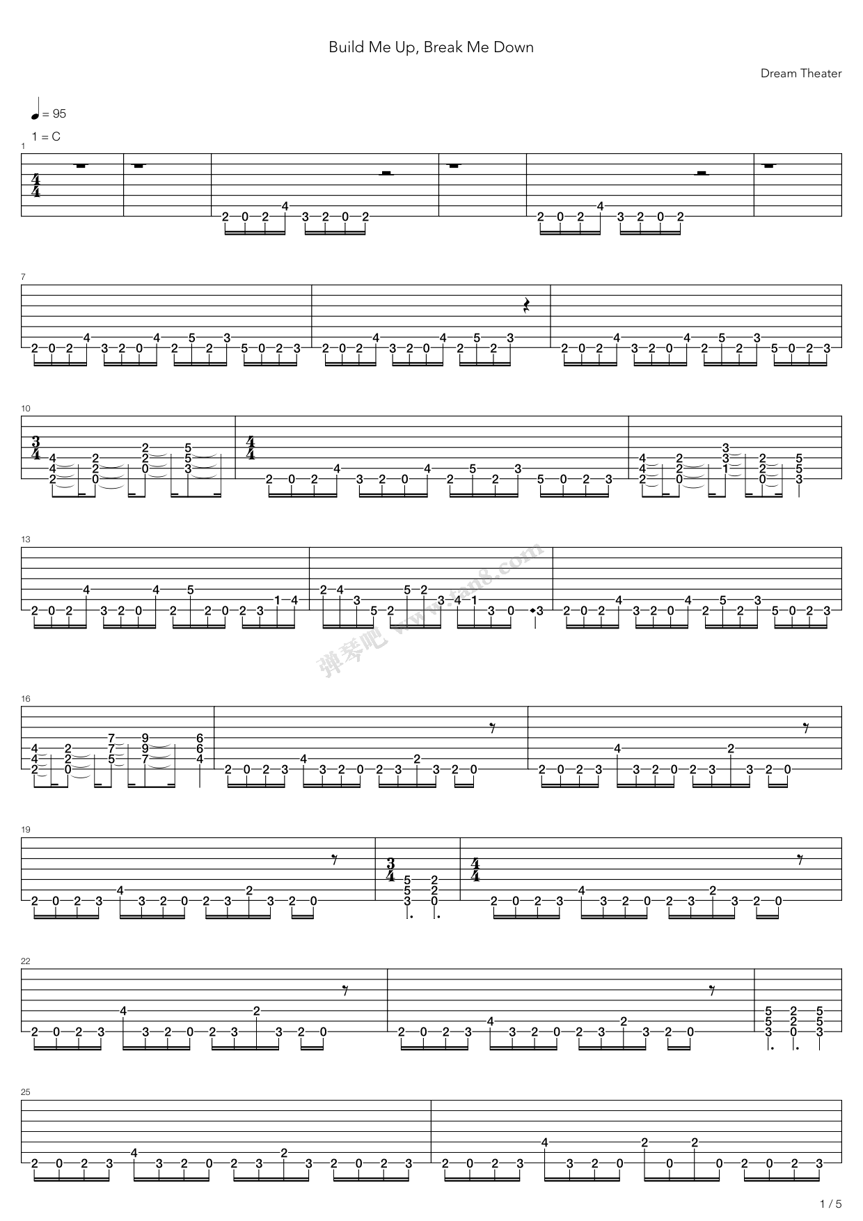 《Build Me Up Break Me Down》吉他谱-C大调音乐网