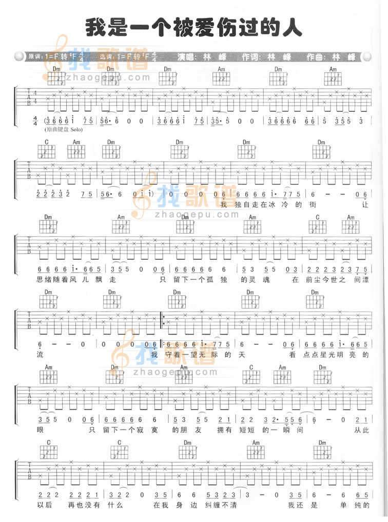 《我是一个被爱伤过的人》吉他谱-C大调音乐网