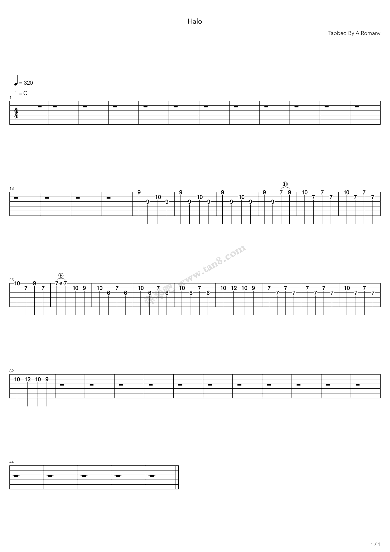 《Halo》吉他谱-C大调音乐网