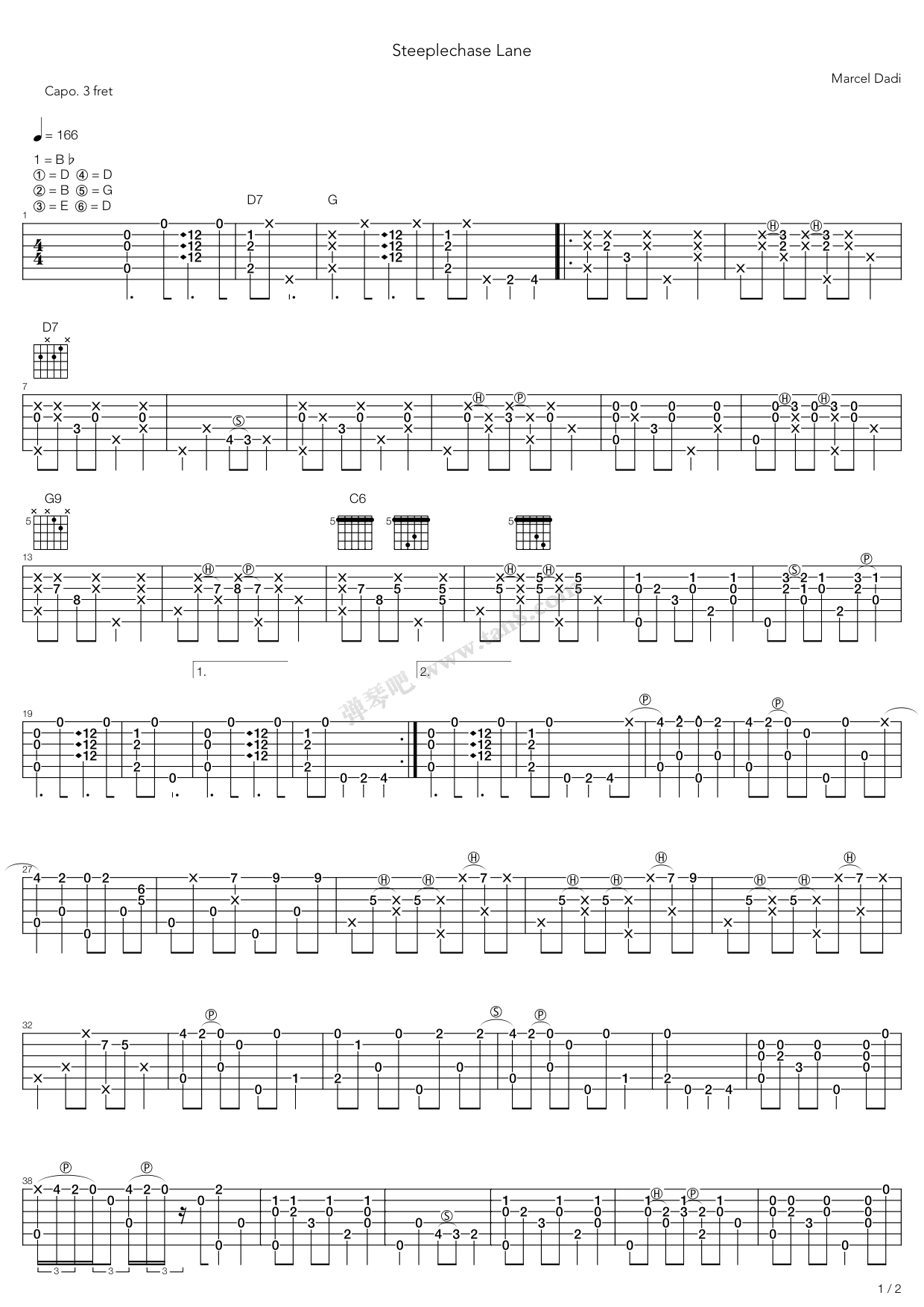 《Steeplechase Lane》吉他谱-C大调音乐网