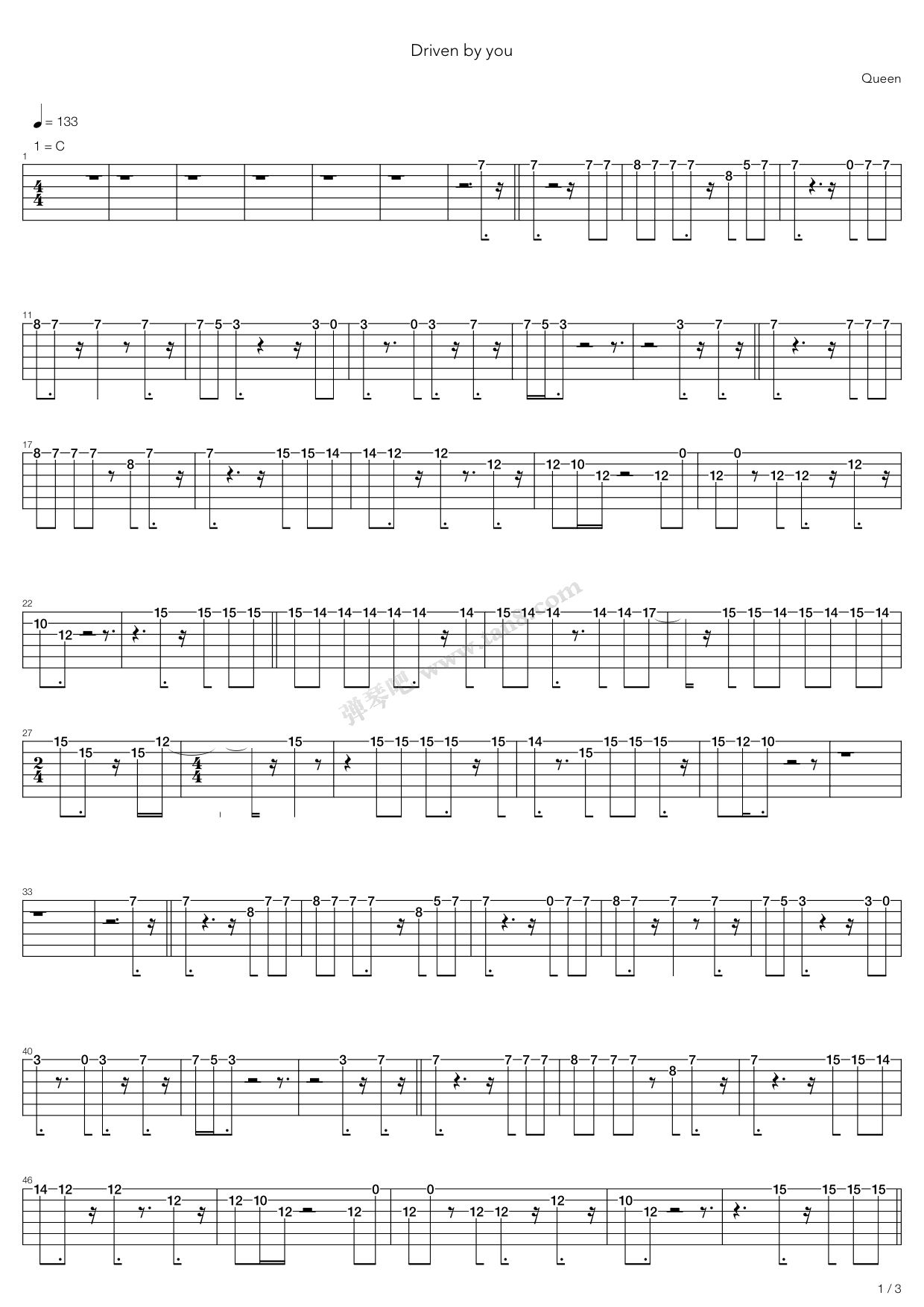 《Driven By You》吉他谱-C大调音乐网