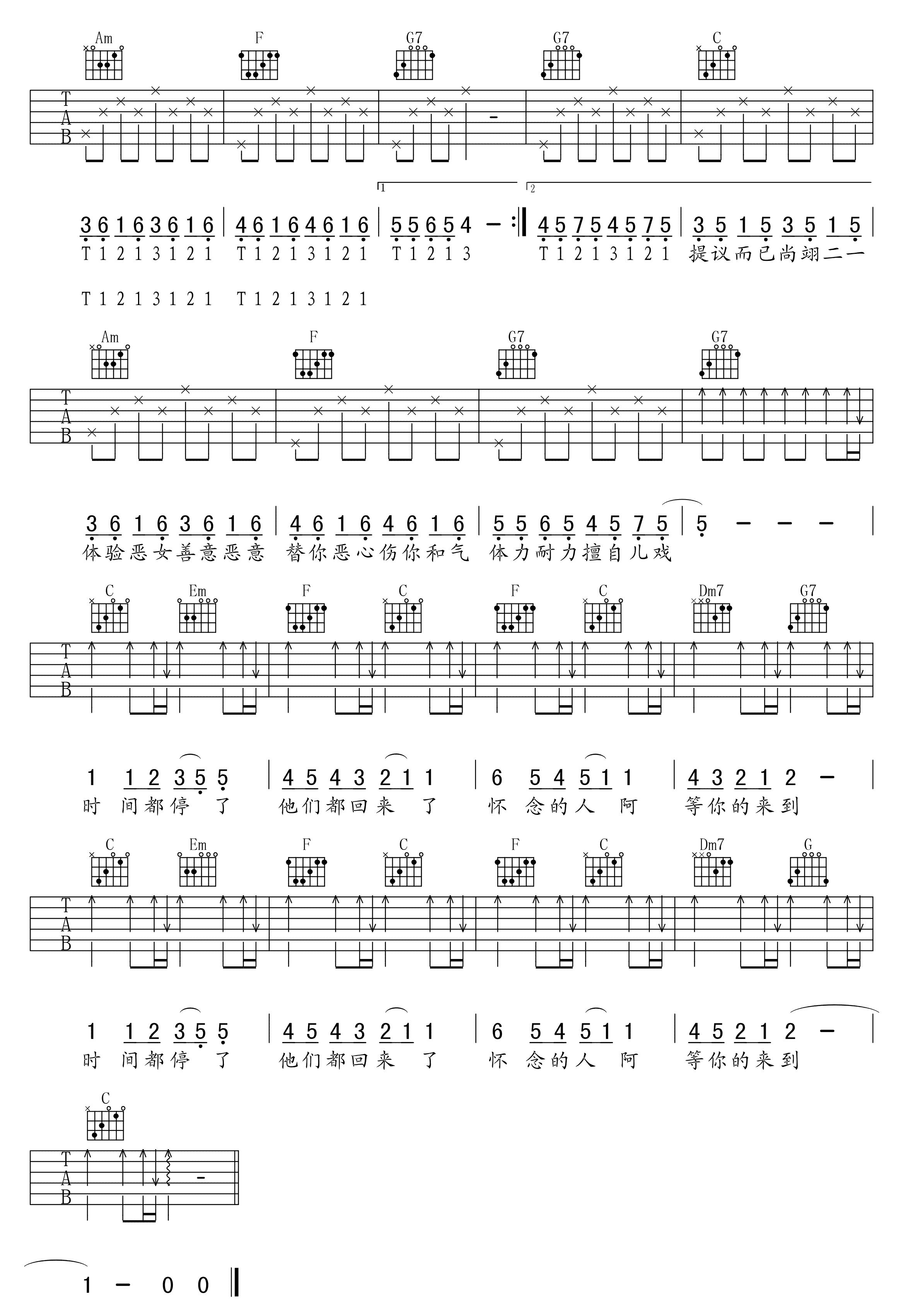 《五月天 Bonus Track(T1213121)》吉他谱-C大调音乐网