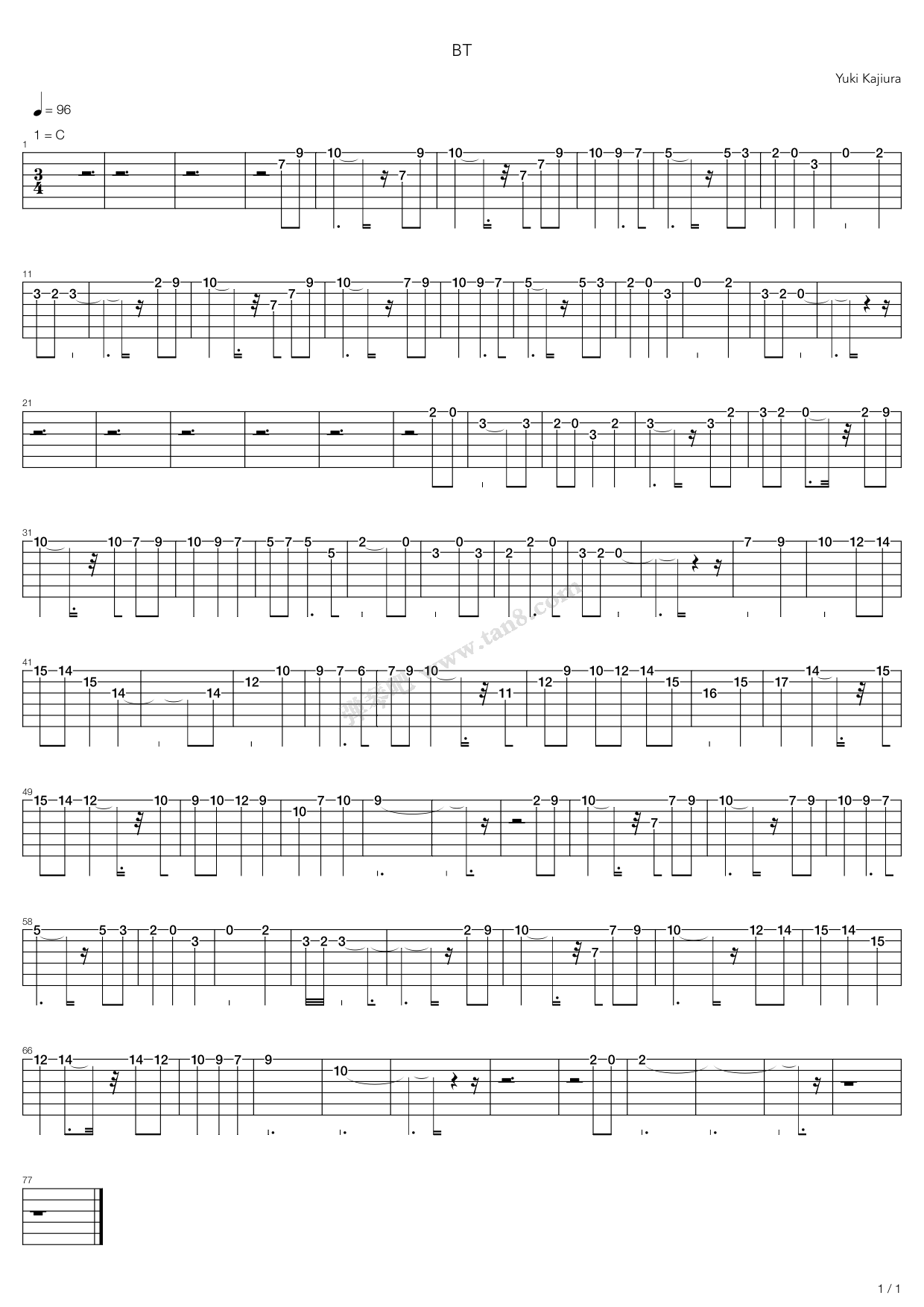 《Bt》吉他谱-C大调音乐网