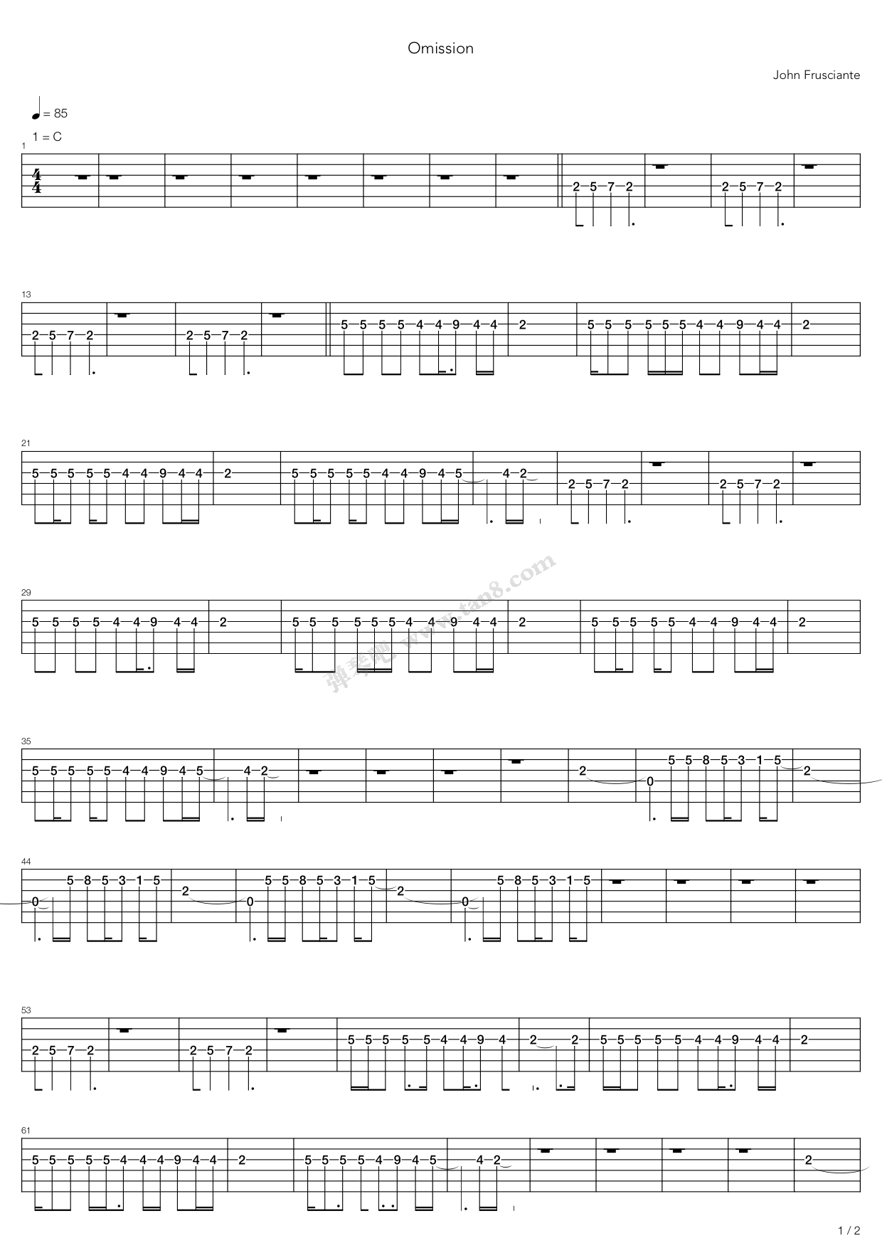 《Omission》吉他谱-C大调音乐网