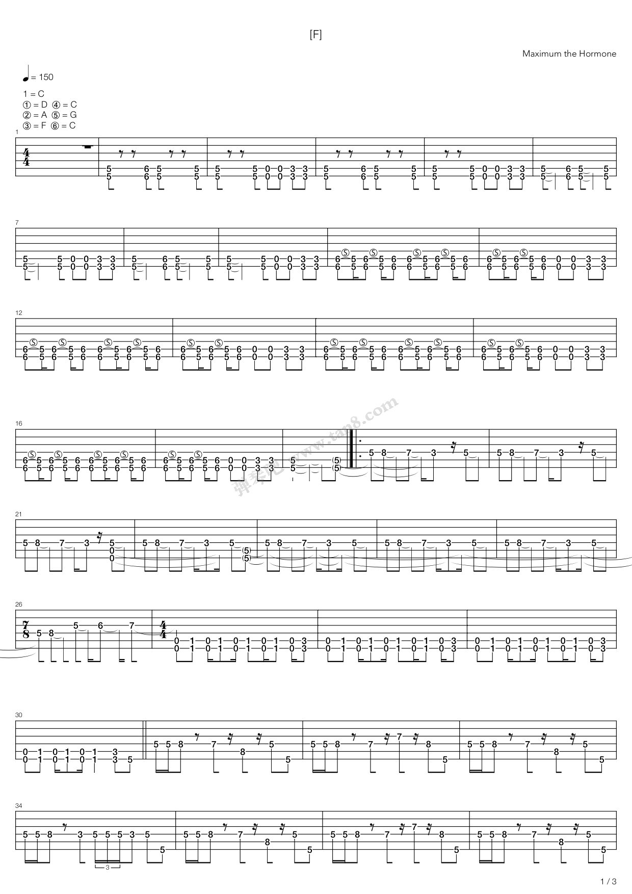 《F》吉他谱-C大调音乐网