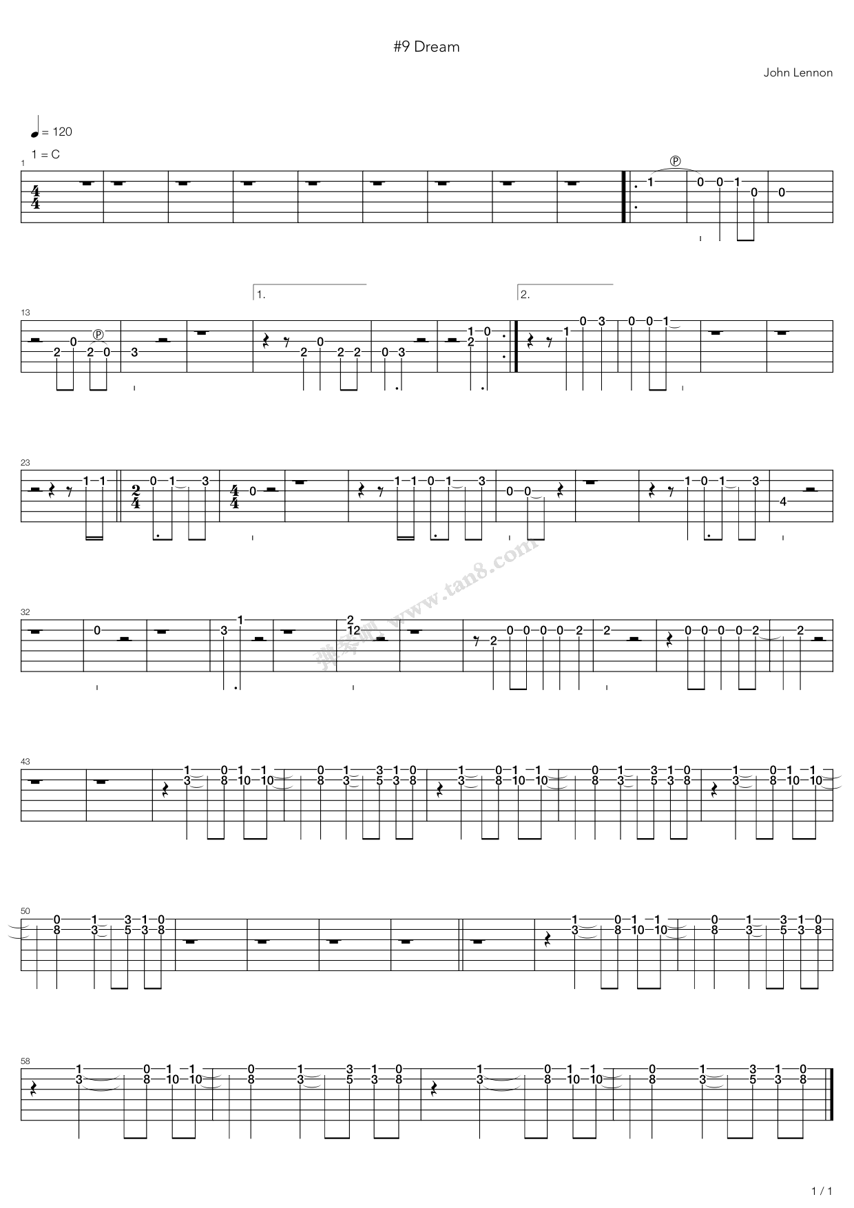 《9 Dream》吉他谱-C大调音乐网