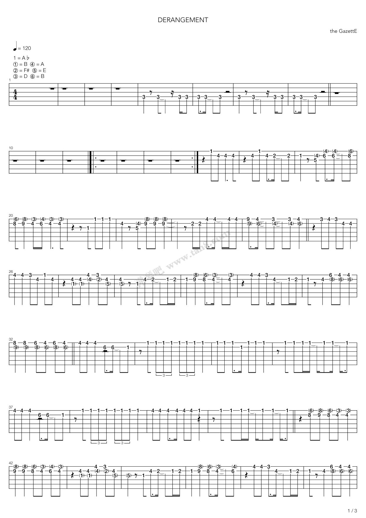 《Derangement》吉他谱-C大调音乐网