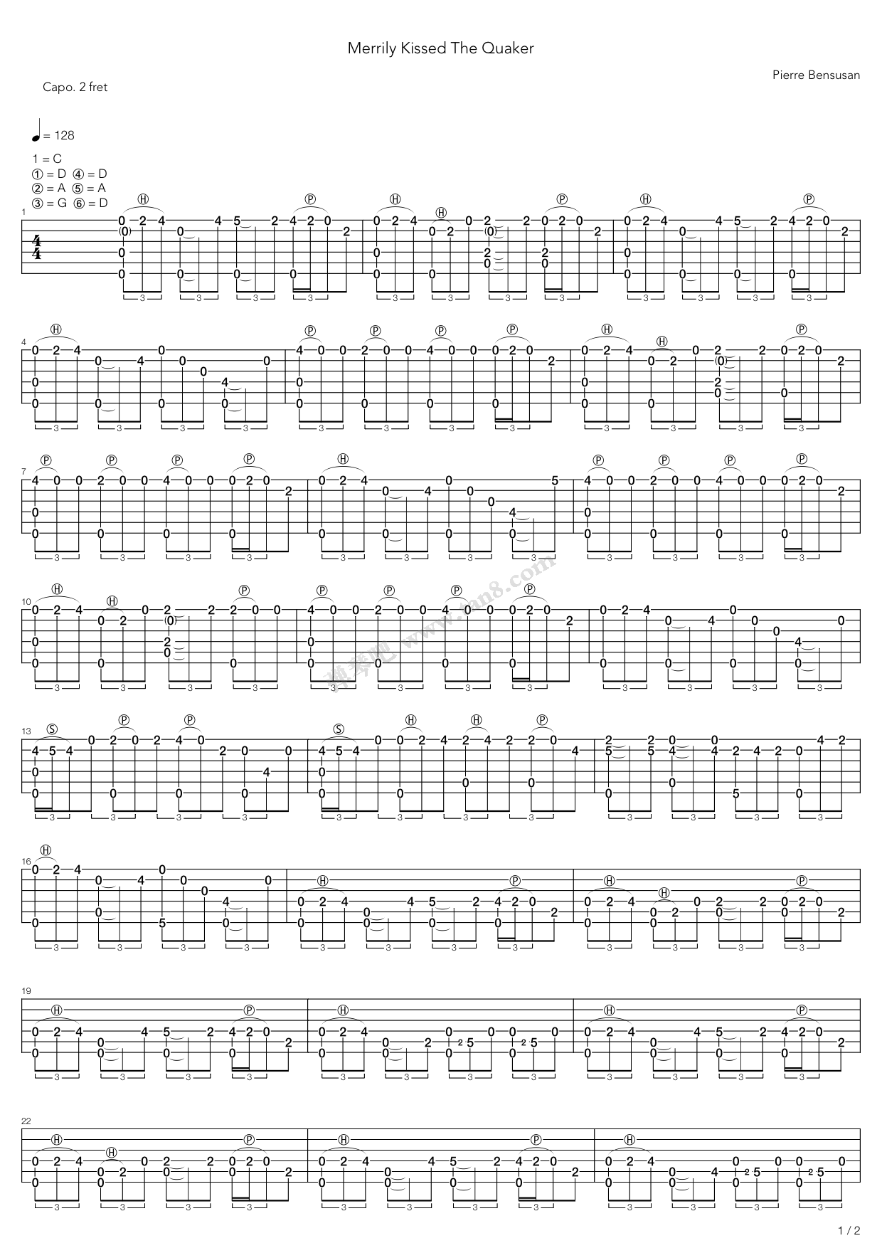 《Merrily Kissed The Quaker》吉他谱-C大调音乐网