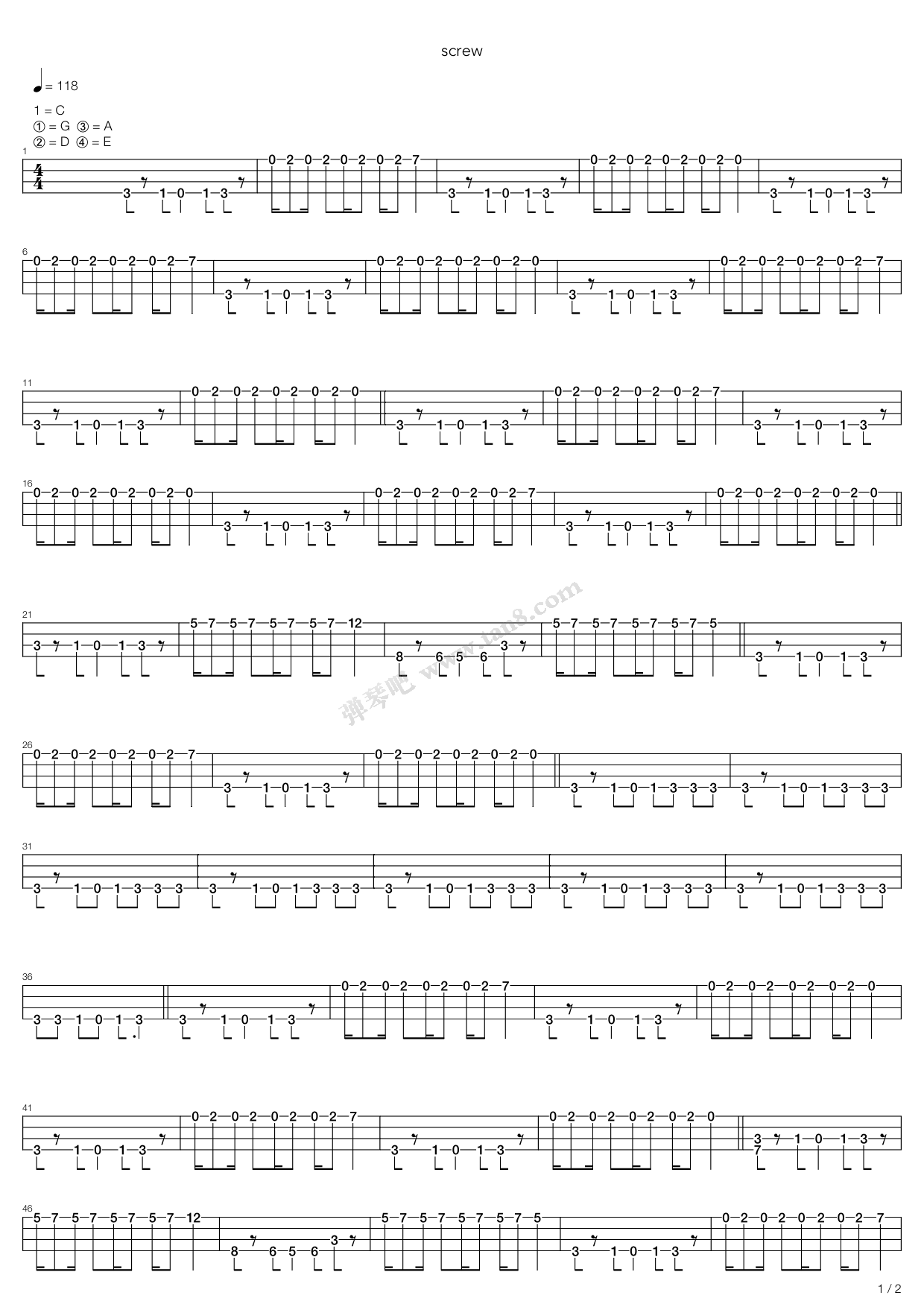《Screw》吉他谱-C大调音乐网
